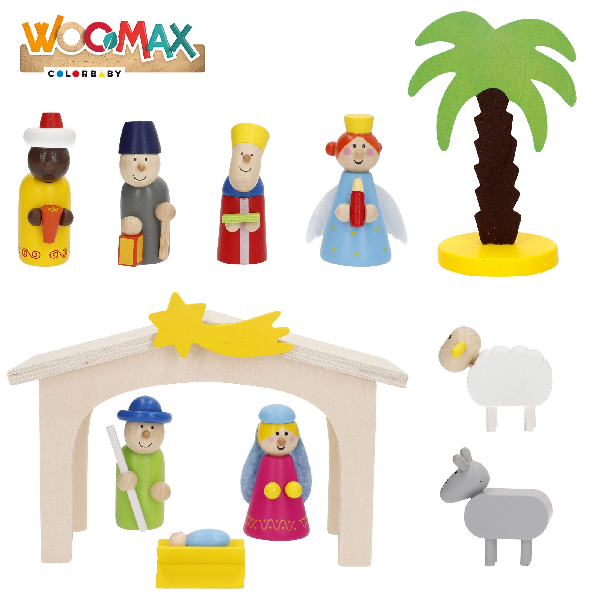 WOOMAX Belén de madera 11 piezas