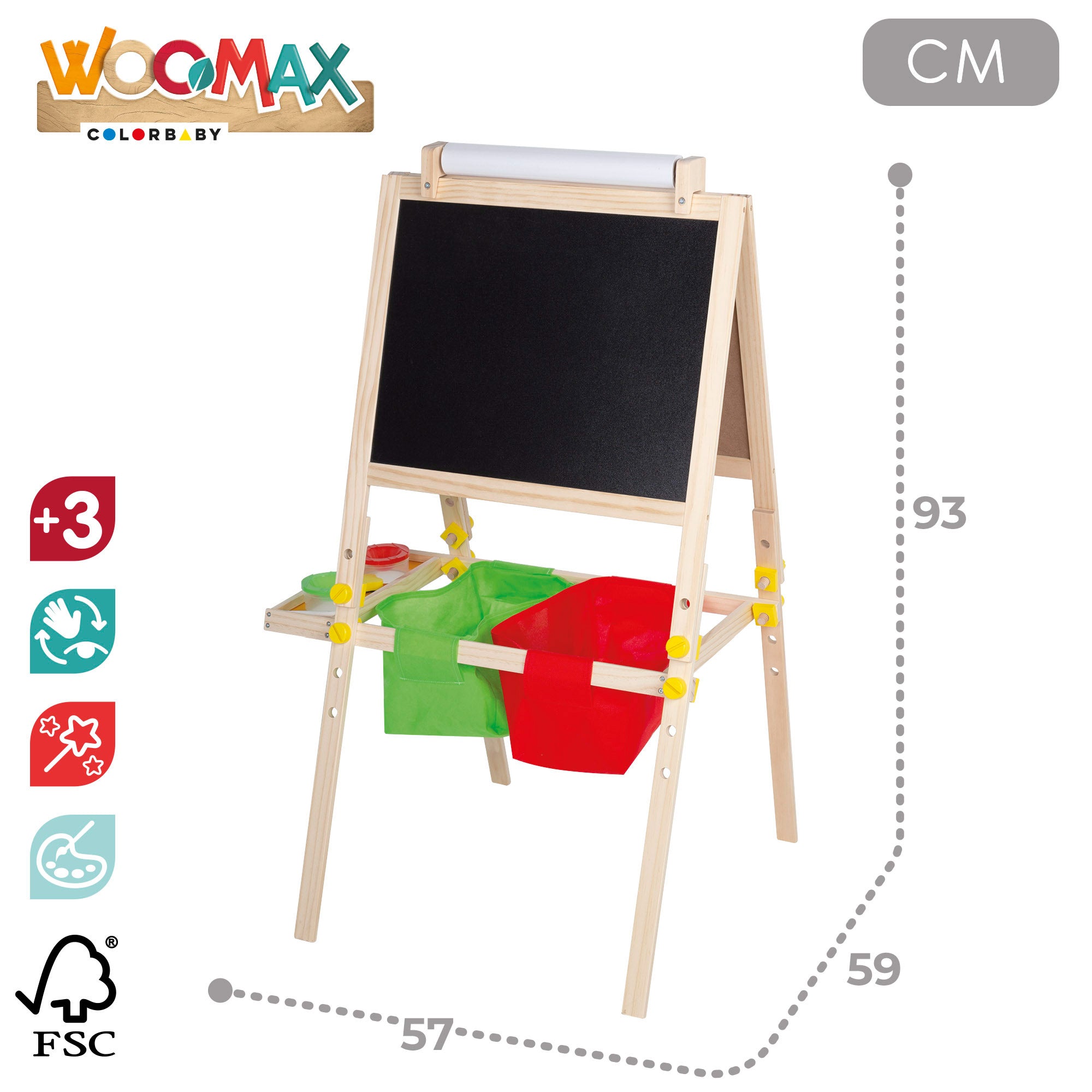 WOOMAX Pizarra caballete 3 en 1