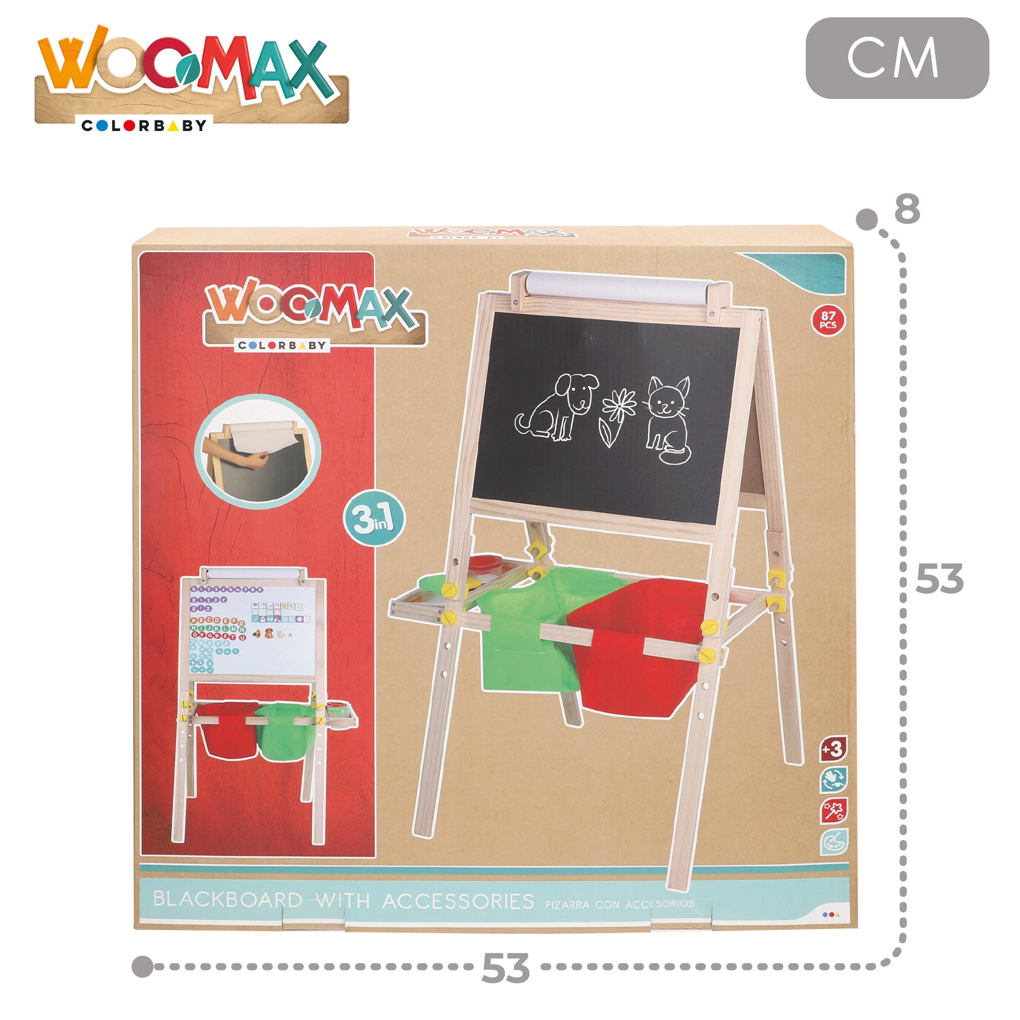 WOOMAX Pizarra caballete 3 en 1