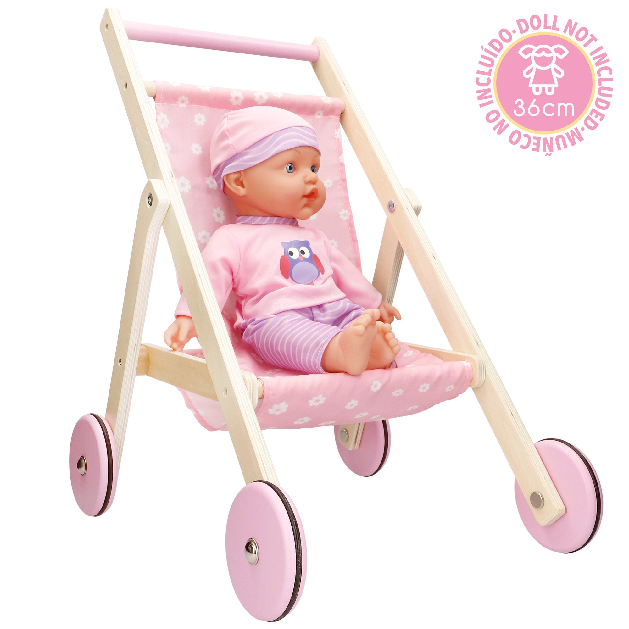 WOOMAX Carrito muñeca 36 cm madera