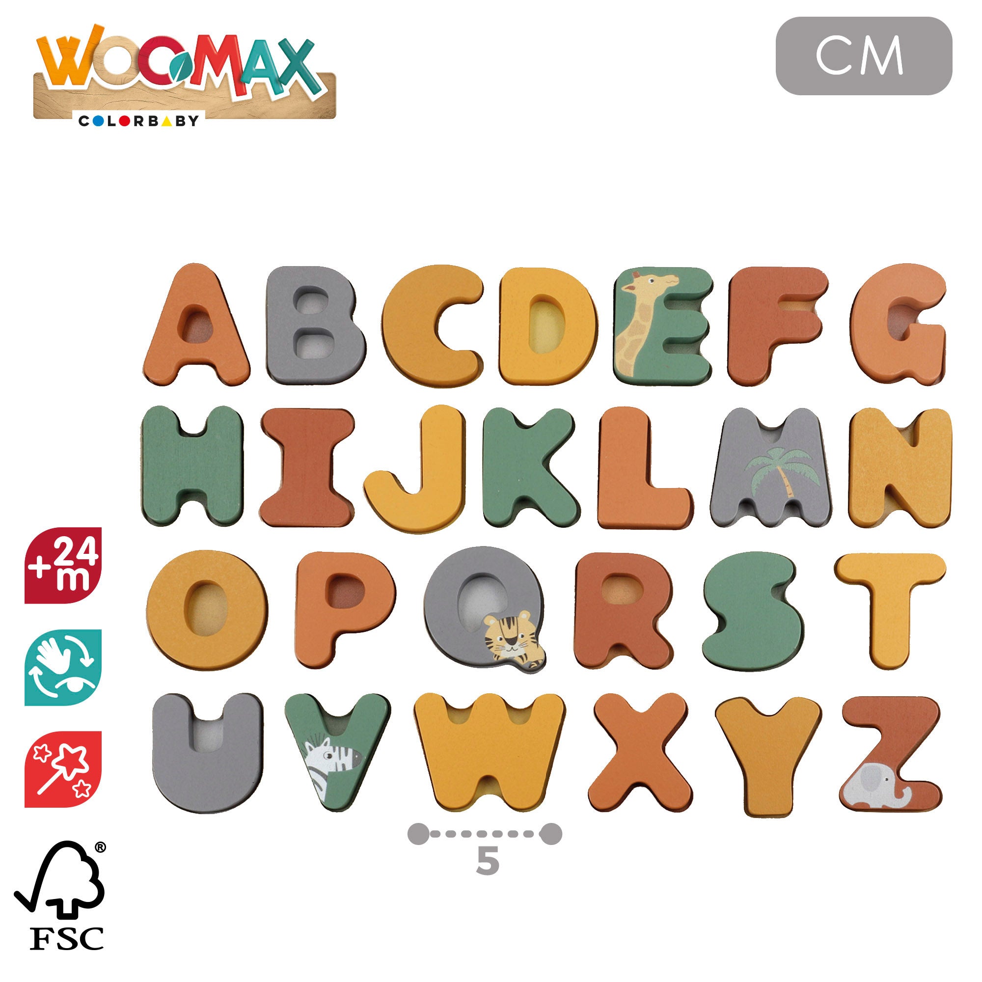 WOOMAX Puzle madera encajable del alfabeto