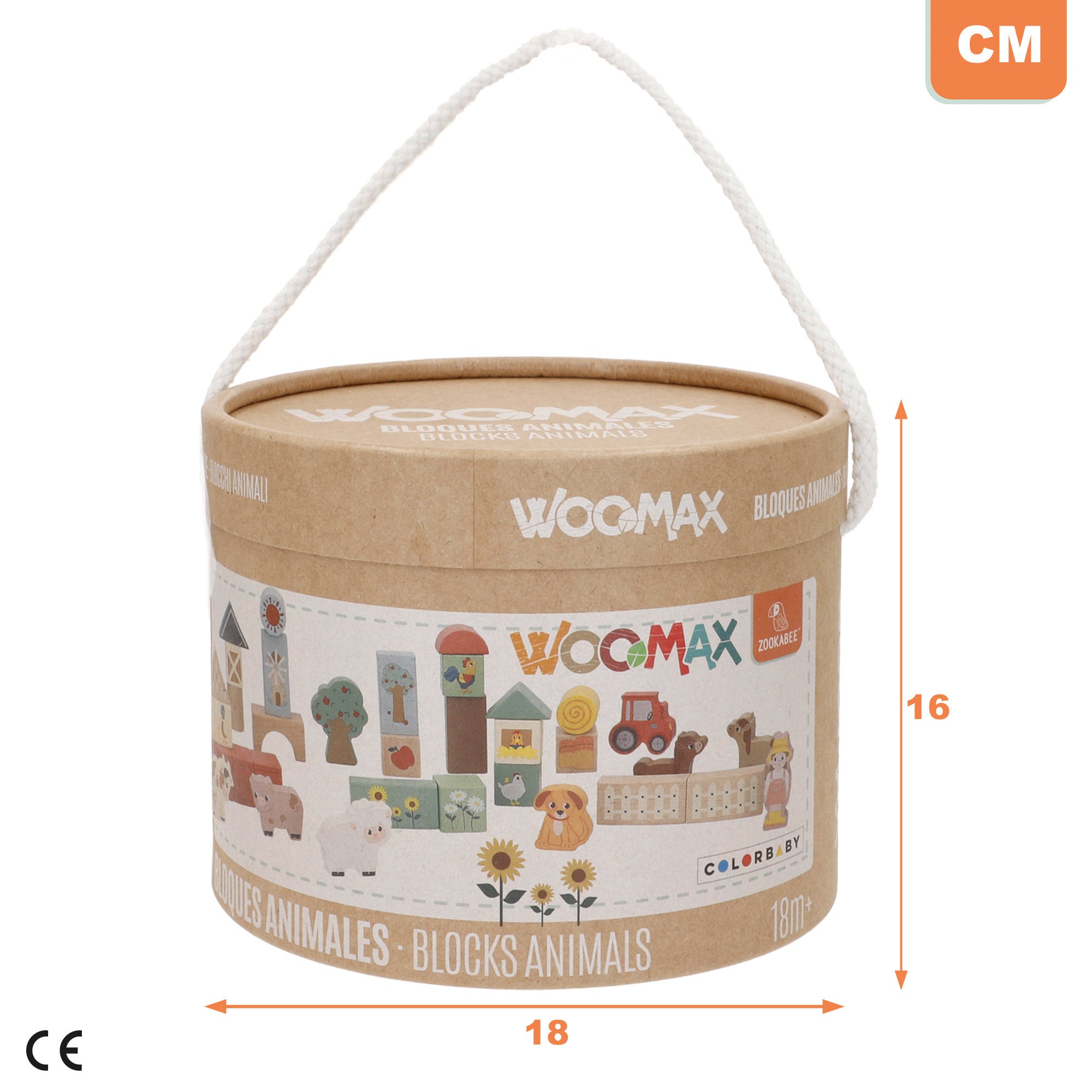 WOOMAX Zookabee Bloques de construcción de madera animales granja 36 pcs