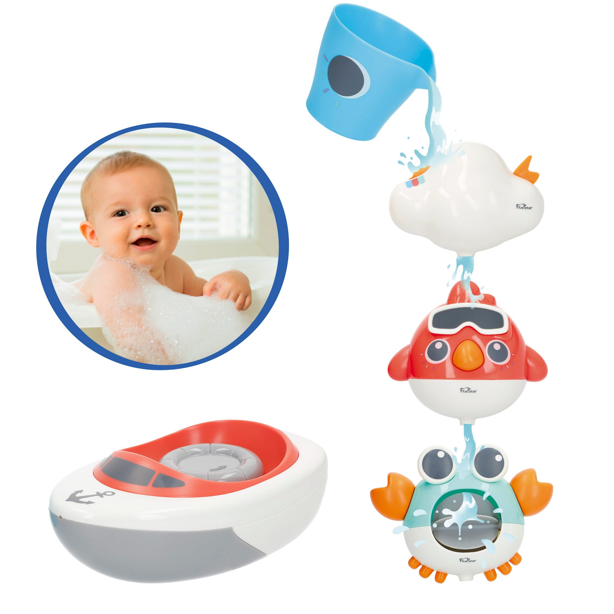 Juguetes baño bebé 5 piezas Genial Baby