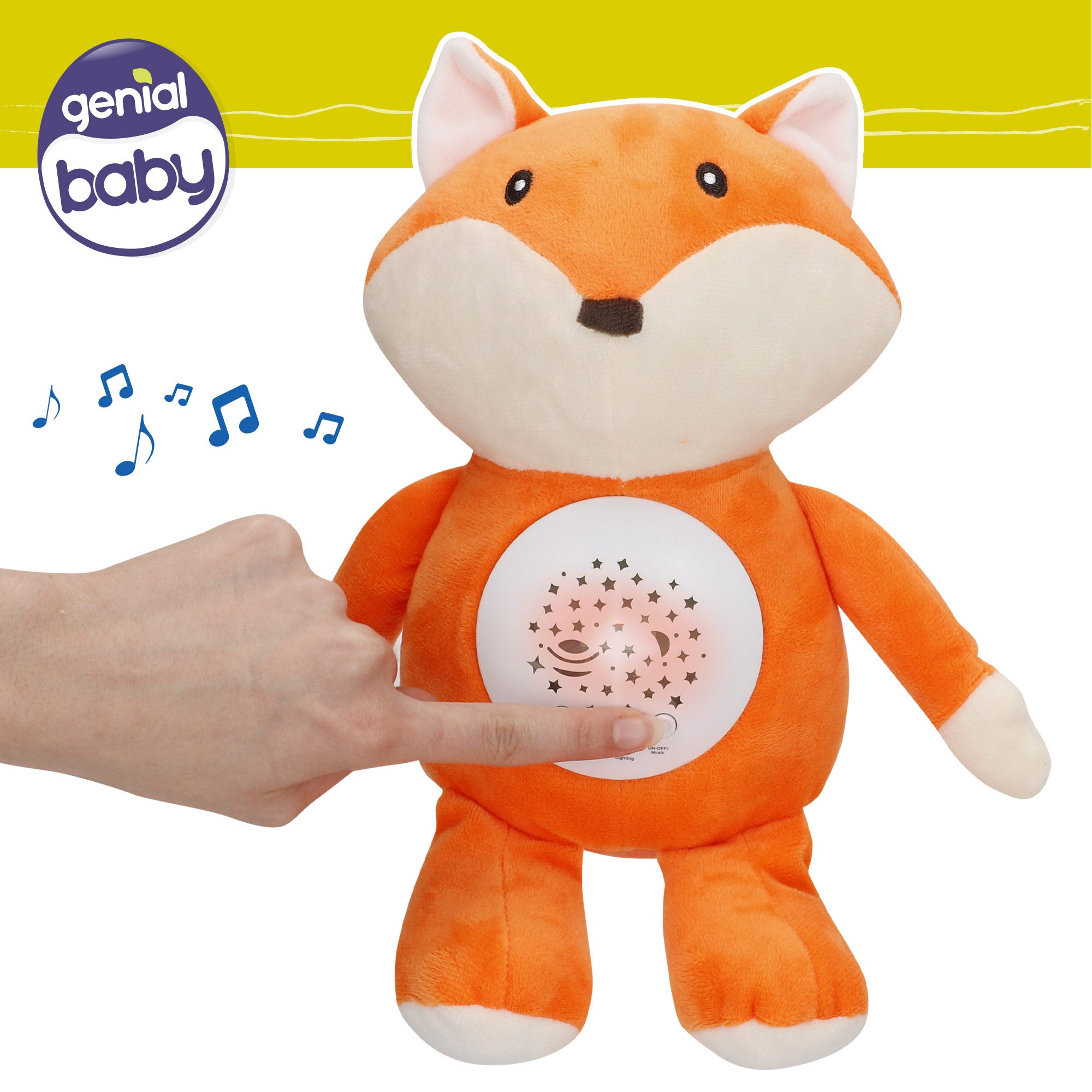 Peluche proyector estrellas con luz y sonido zorro Genial Baby