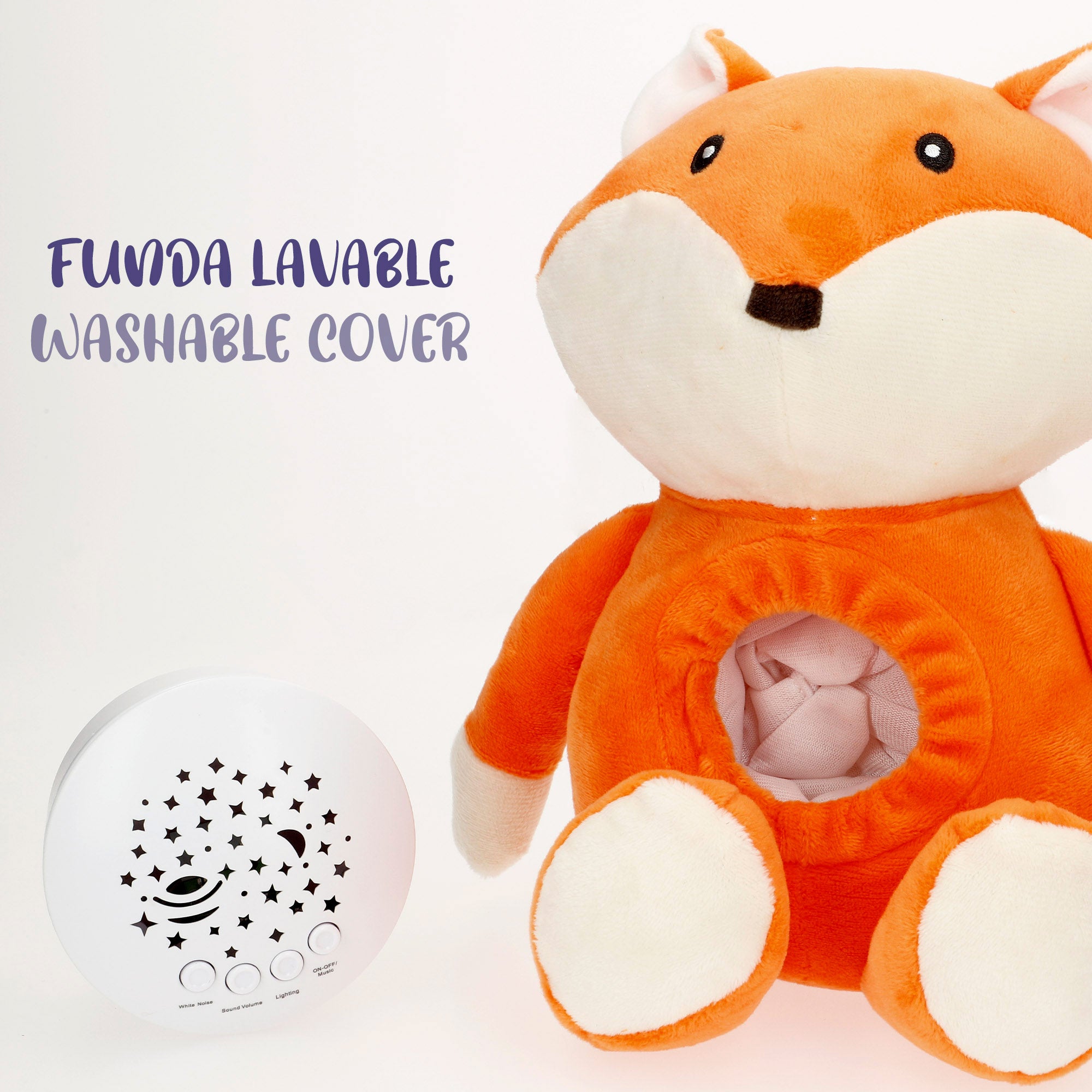 Peluche proyector estrellas con luz y sonido zorro Genial Baby