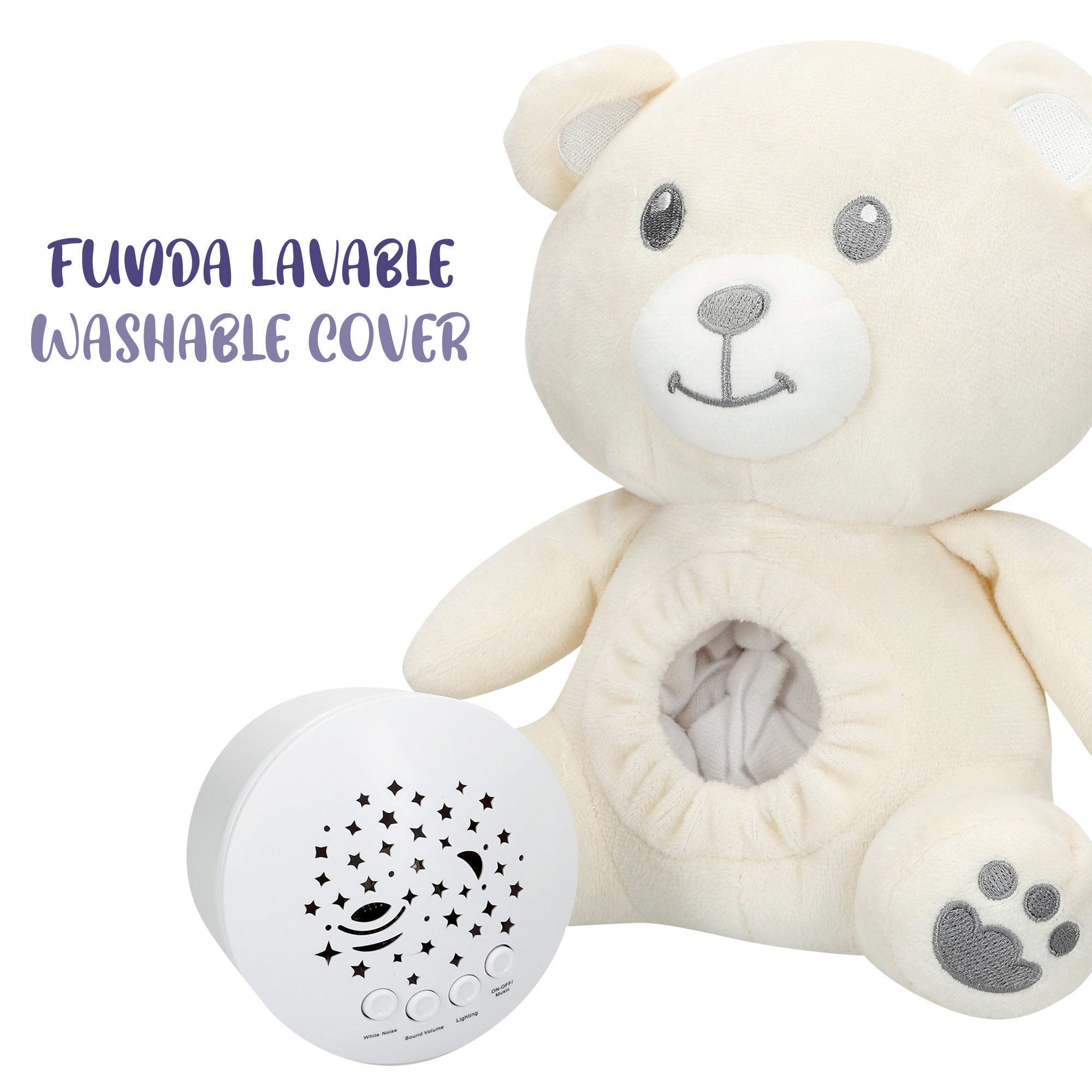 Peluche proyector estrellas con luz y sonido osito Genial Baby