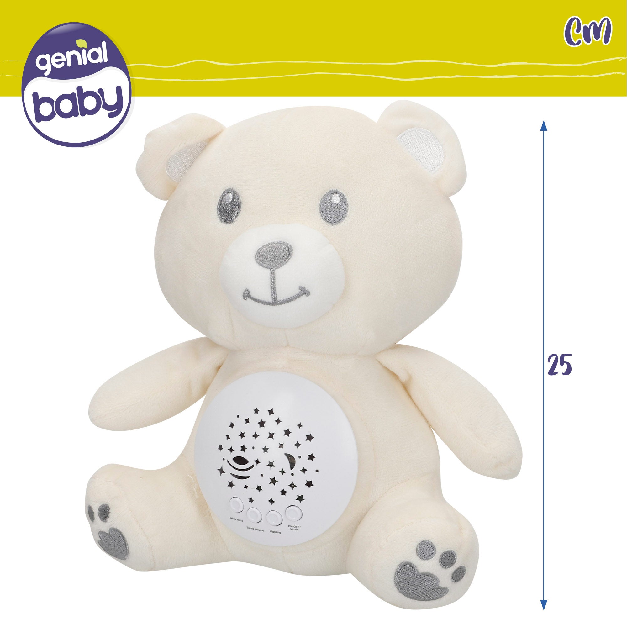 Peluche proyector estrellas con luz y sonido osito Genial Baby