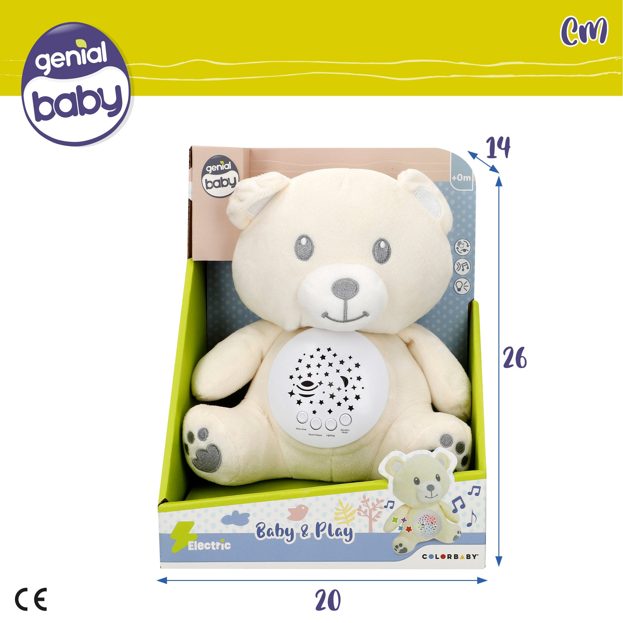 Peluche proyector estrellas con luz y sonido osito Genial Baby
