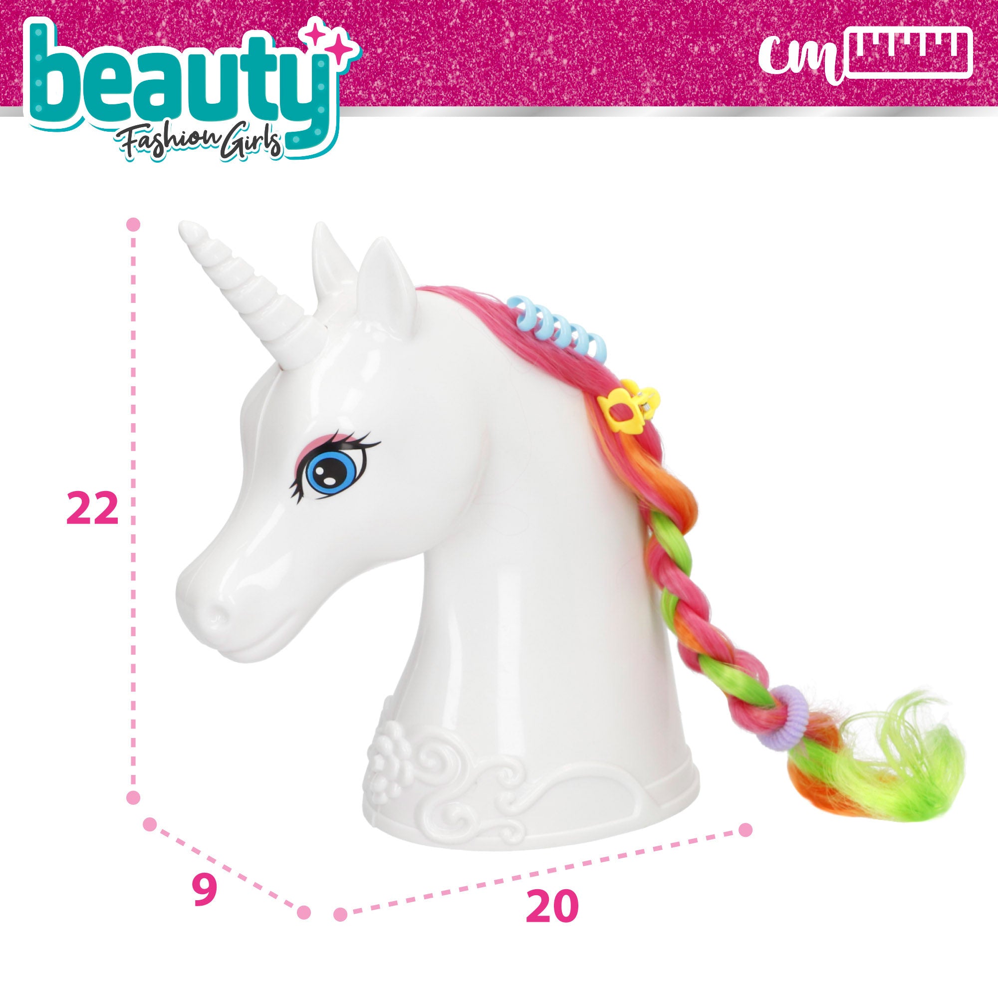 Busto unicornio 22 cm con accesorios Beauty