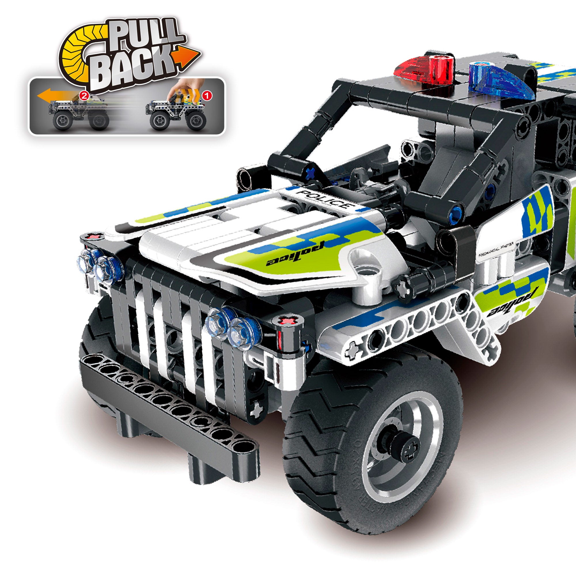 BYM Coche desmontable juguete todoterreno policía 199 piezas