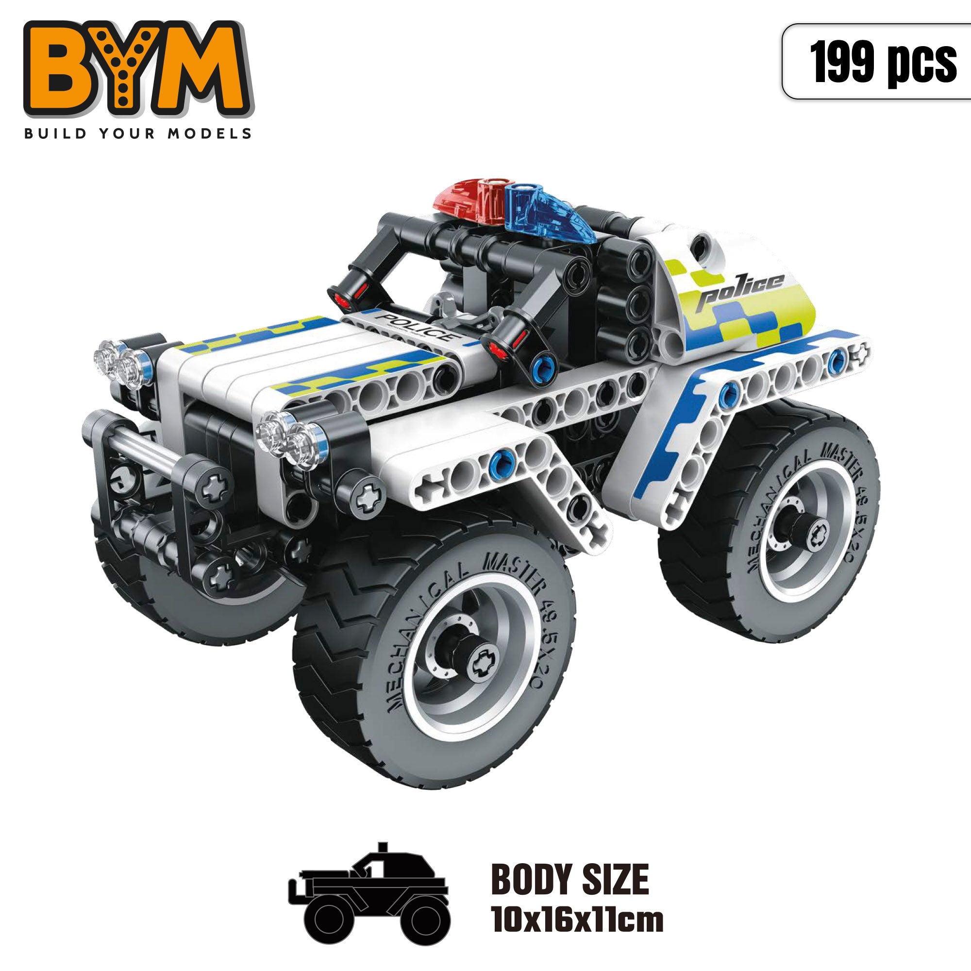 BYM Coche desmontable juguete todoterreno policía 199 piezas