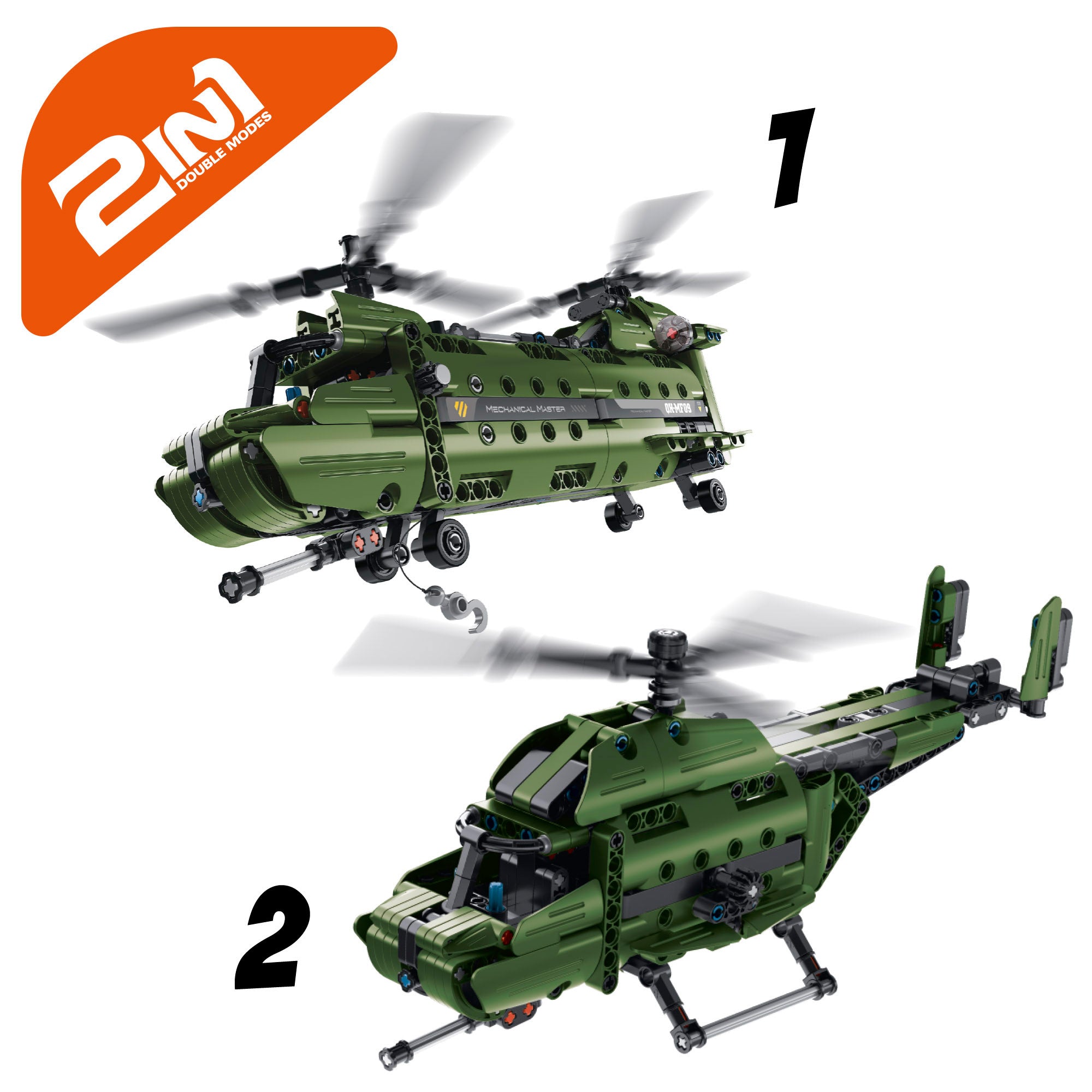 BYM Helicóptero de juguete 2 en 1 desmontable 393 piezas