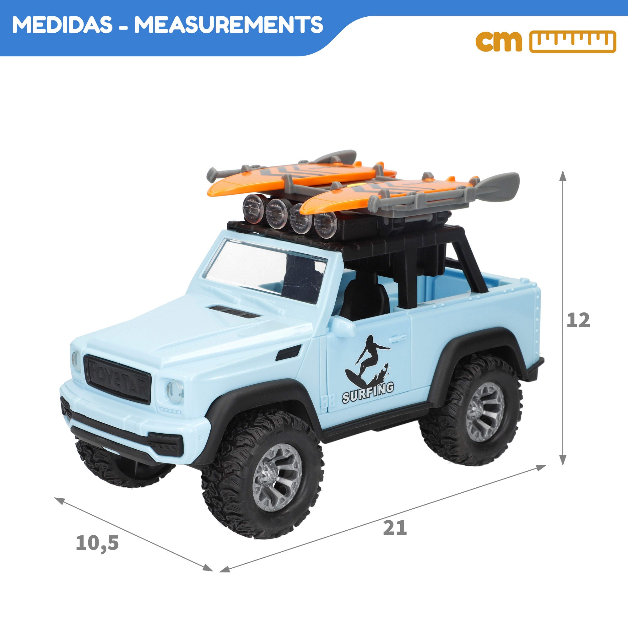 Carro de fricção Speed ​​​​&amp; Go Off-Road 1:16 com luz e som.