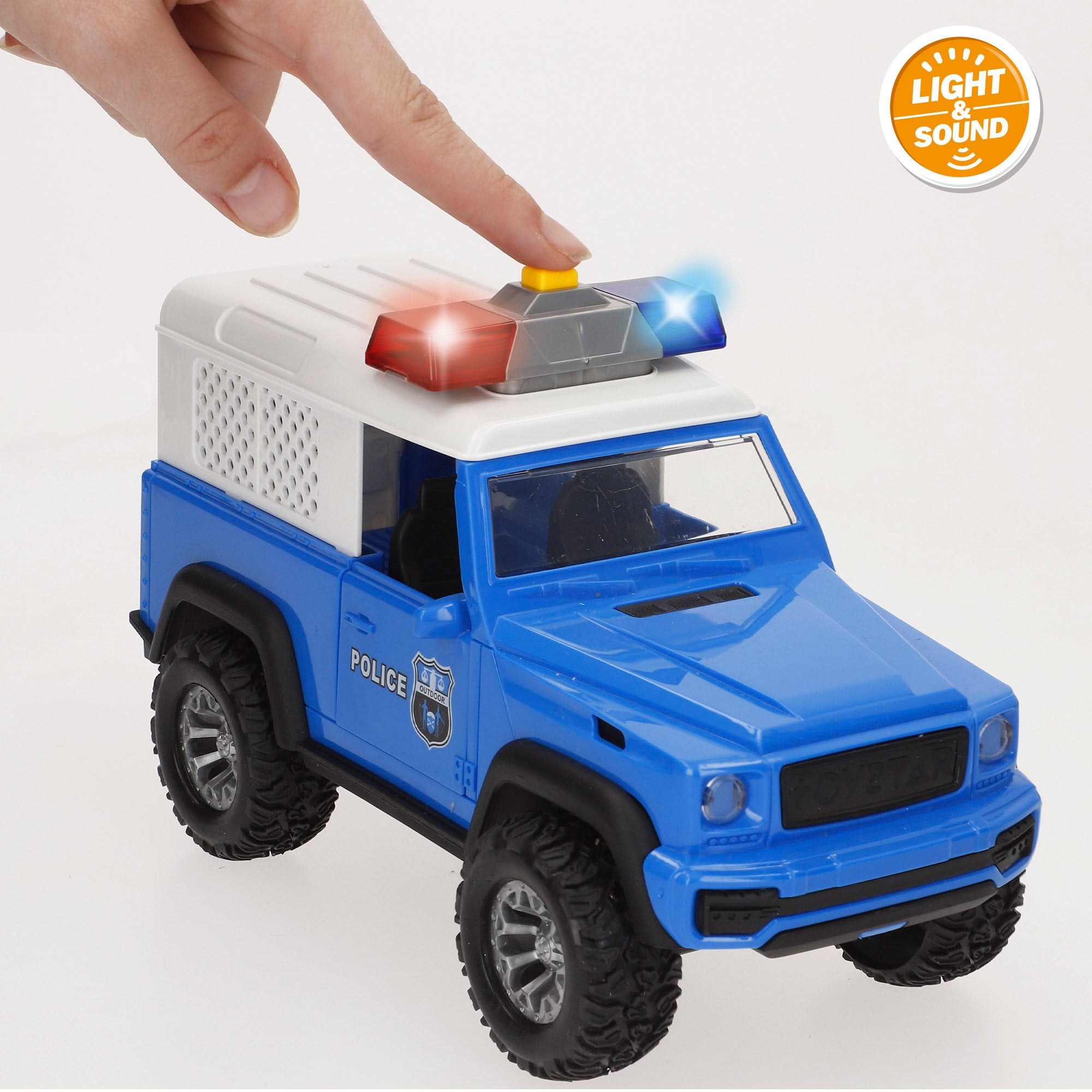 Carro de polícia todo-o-terreno Speed ​​​​&amp; Go com fricção, escala 1:16, com luzes e sons.
