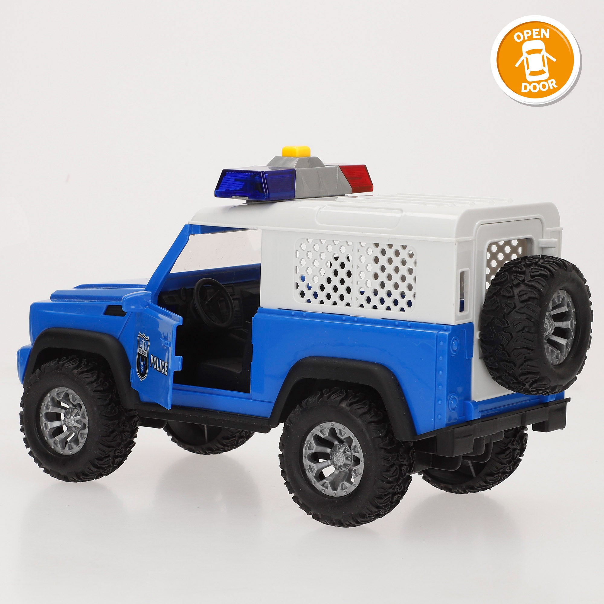 Carro de polícia todo-o-terreno Speed ​​​​&amp; Go com fricção, escala 1:16, com luzes e sons.