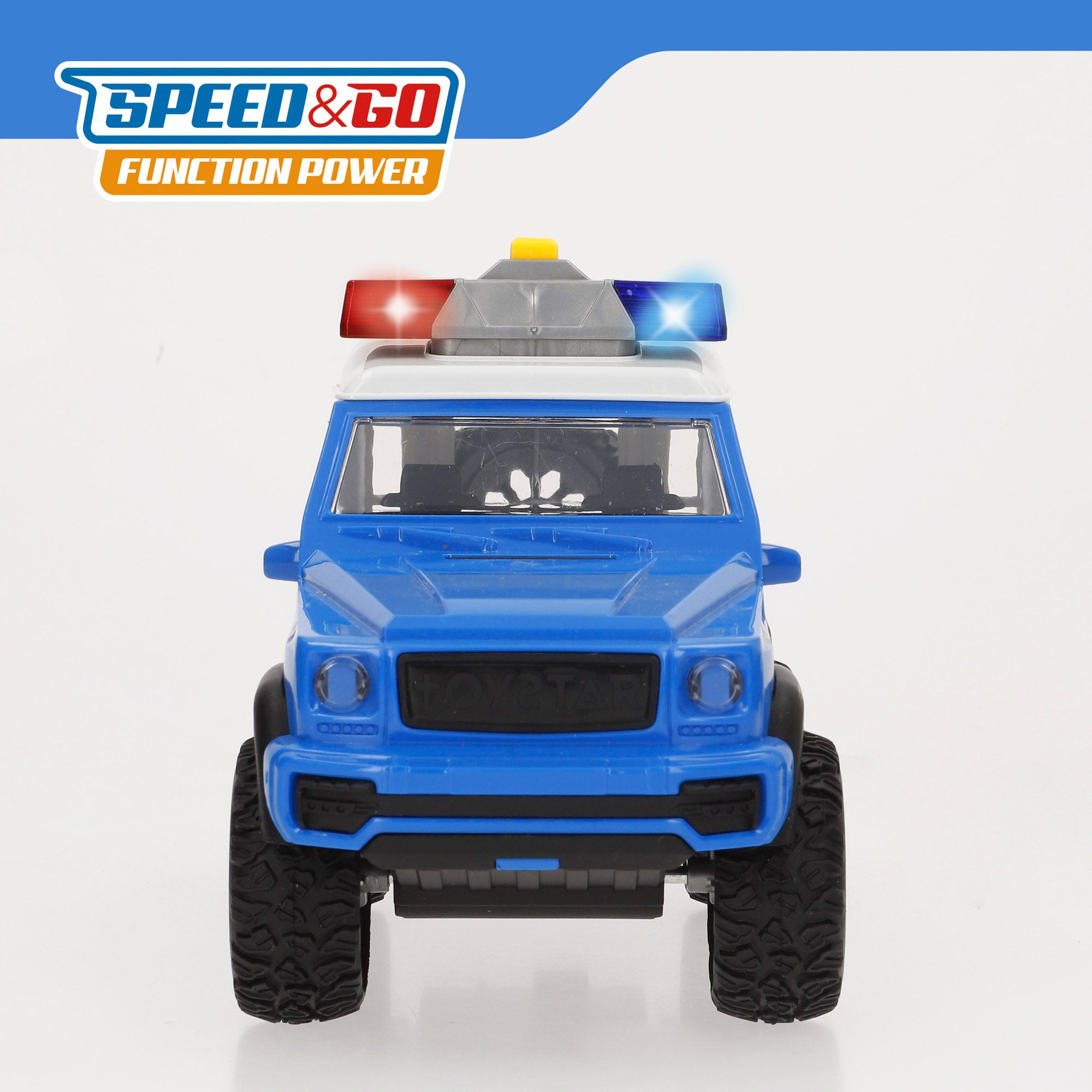 Carro de polícia todo-o-terreno Speed ​​​​&amp; Go com fricção, escala 1:16, com luzes e sons.