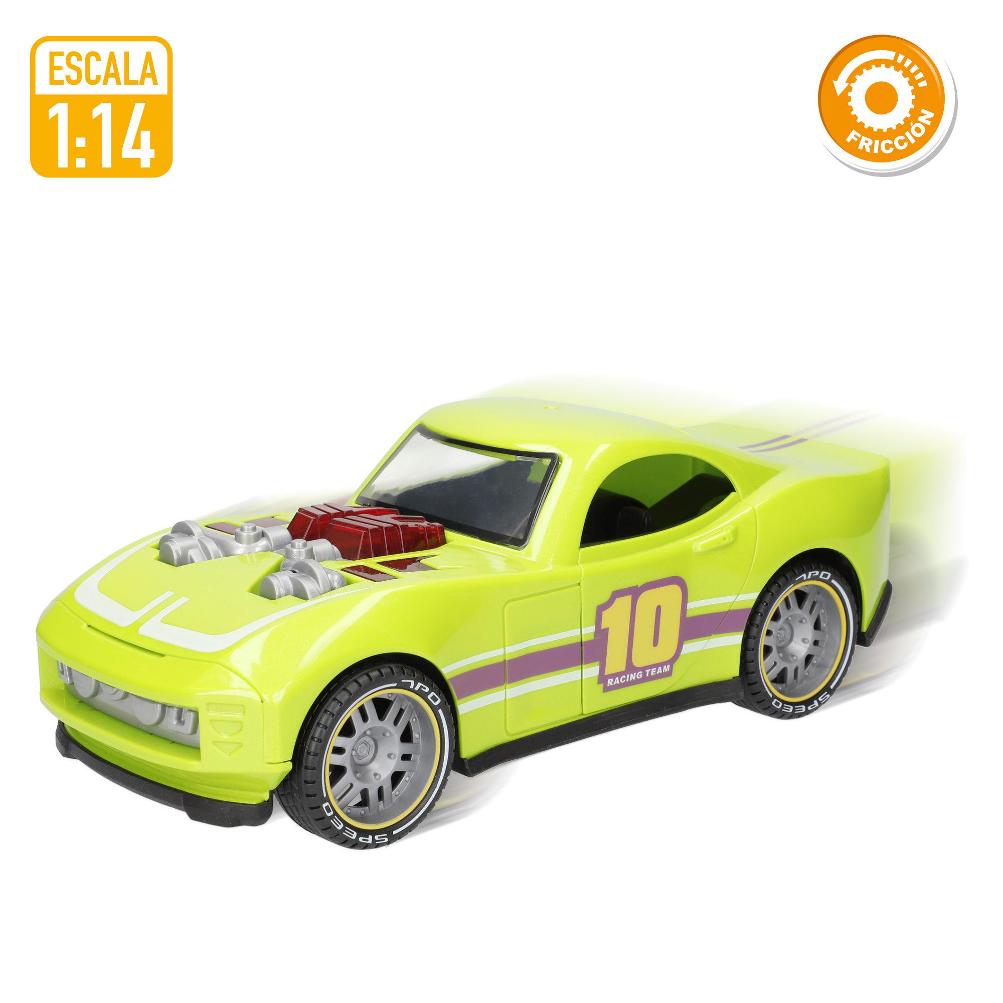 Carro de corrida de fricção Speed ​​​​&amp; Go à escala 1:14 com luz e som.