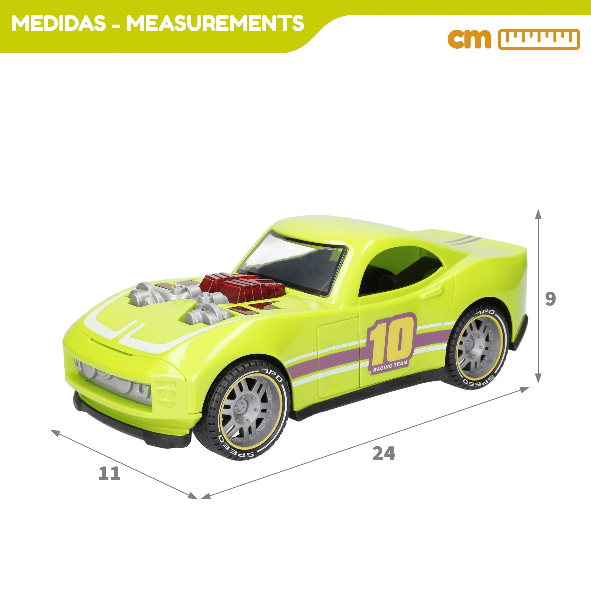 Carro de corrida de fricção Speed ​​​​&amp; Go à escala 1:14 com luz e som.