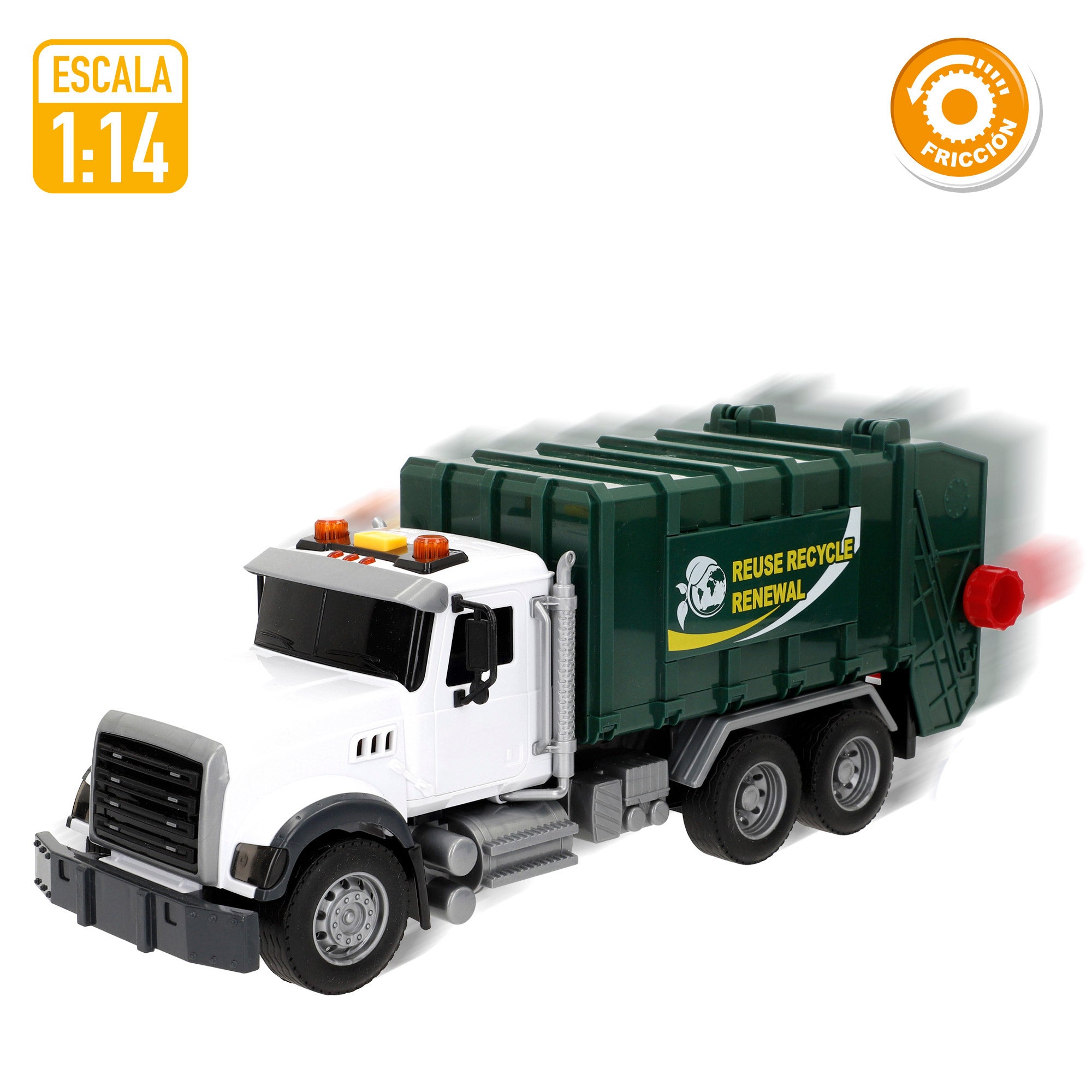 Camión reciclaje fricción con luz y sonido 1:14 Speed & Go