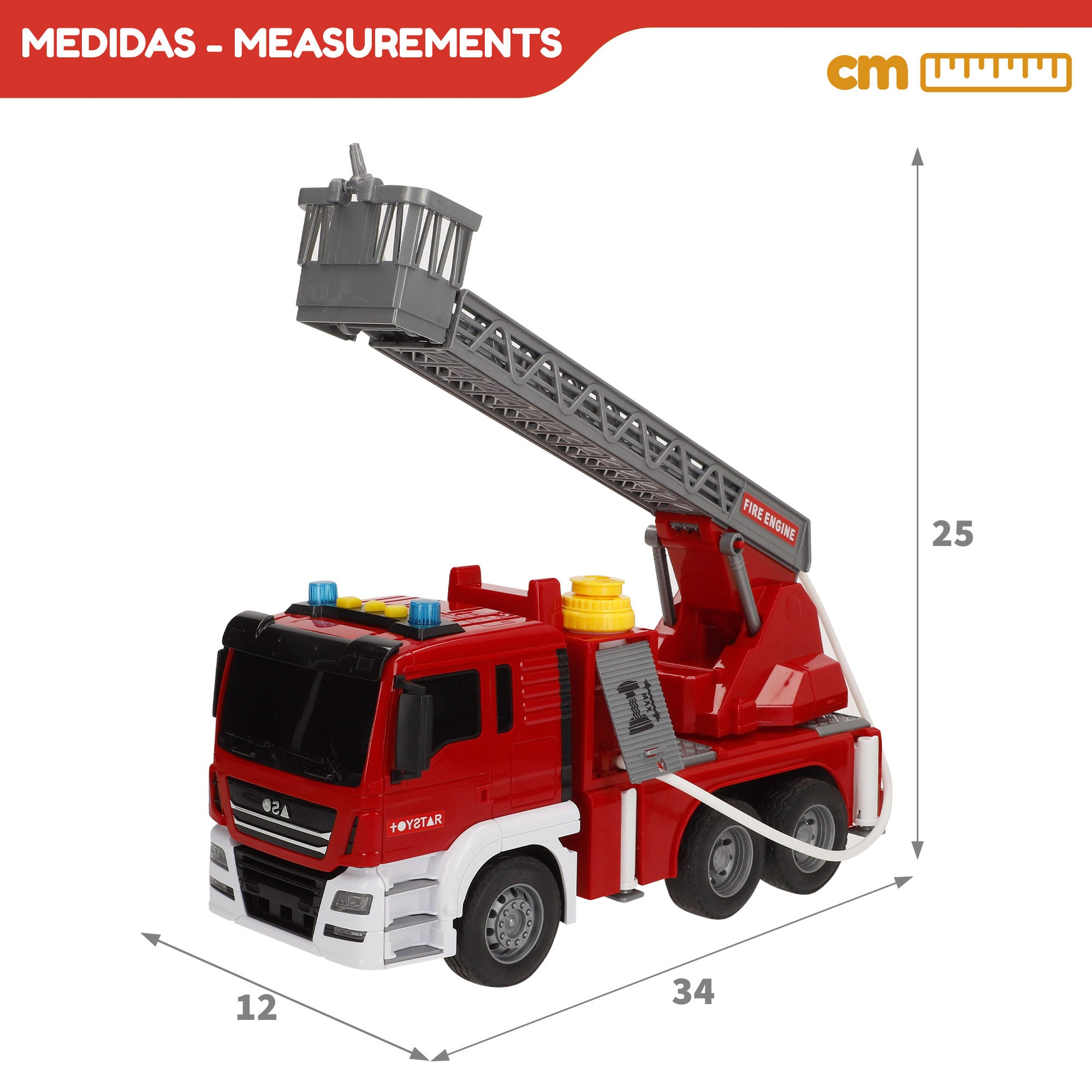Camión bomberos juguete fricción con luz y sonido 1:10 Speed & Go