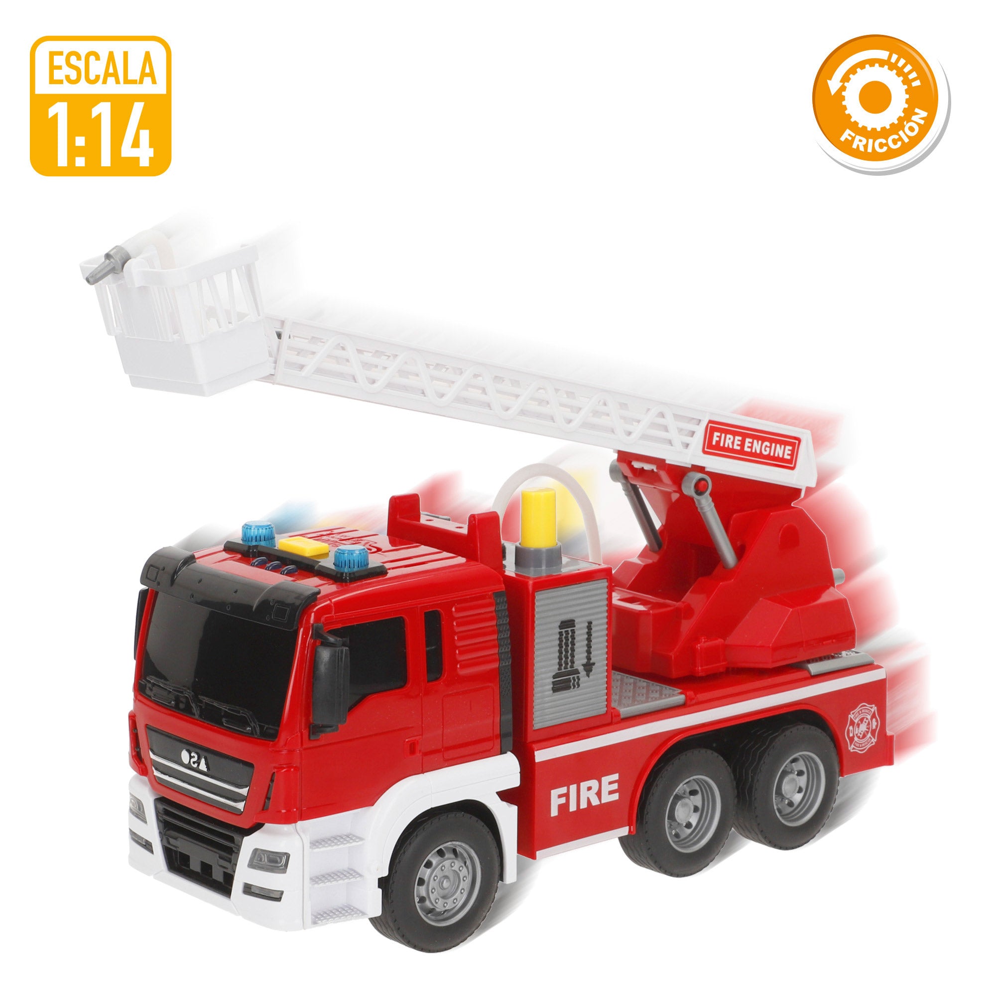 Camión bomberos juguete fricción con luz y sonido 1:14 Speed & Go