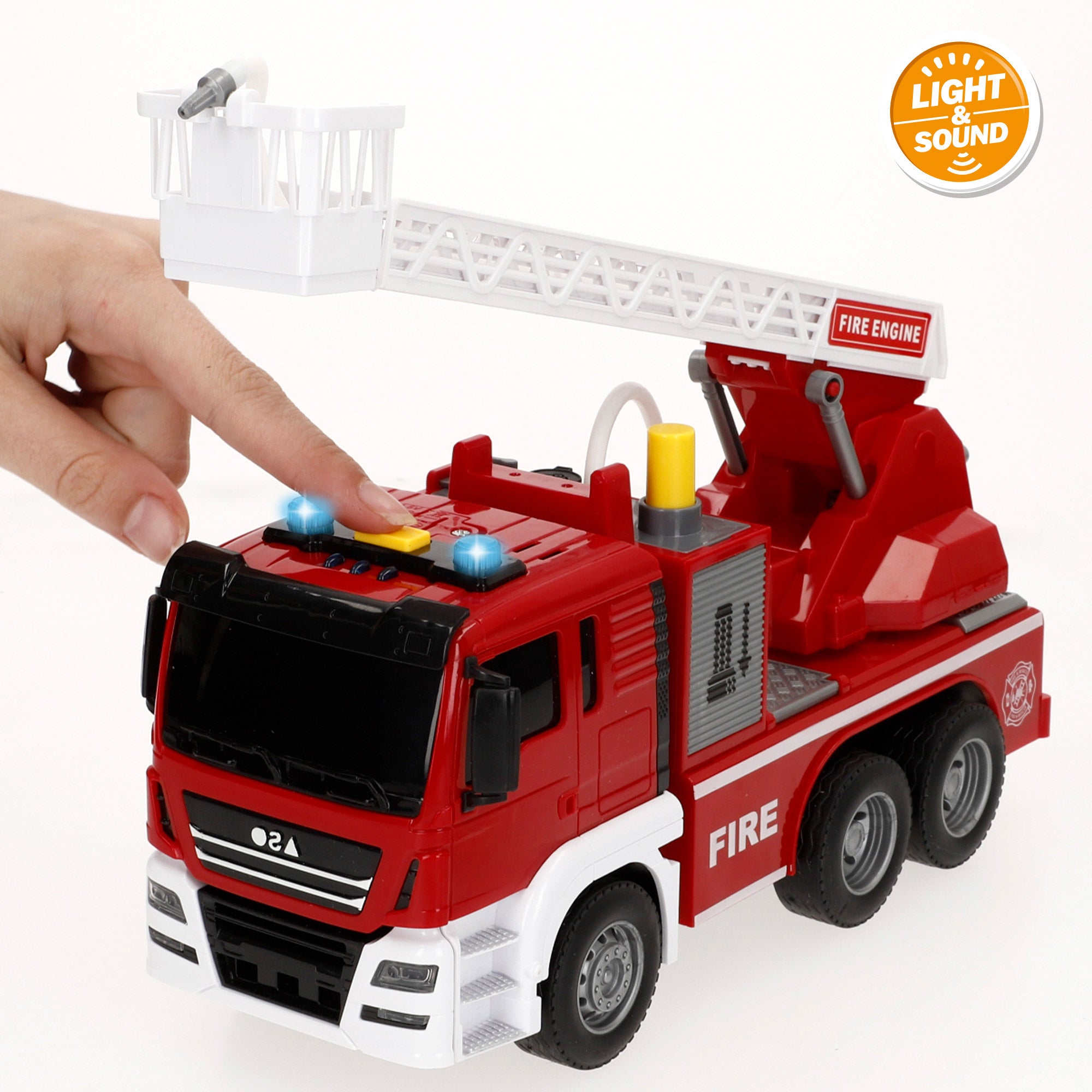 Camión bomberos juguete fricción con luz y sonido 1:14 Speed & Go