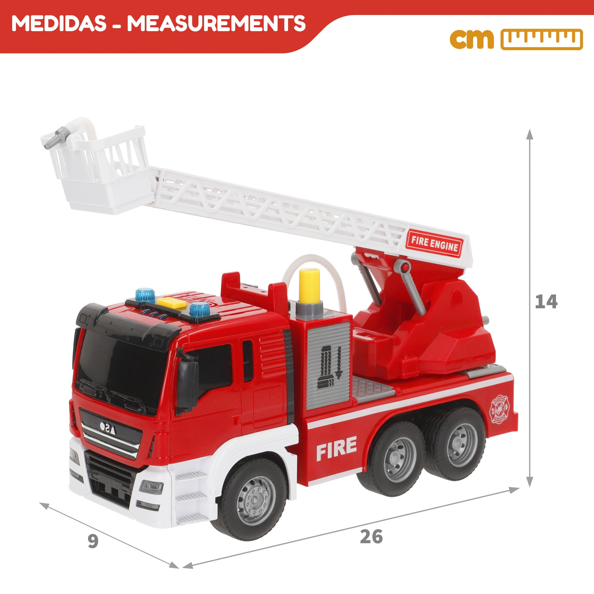 Camión bomberos juguete fricción con luz y sonido 1:14 Speed & Go