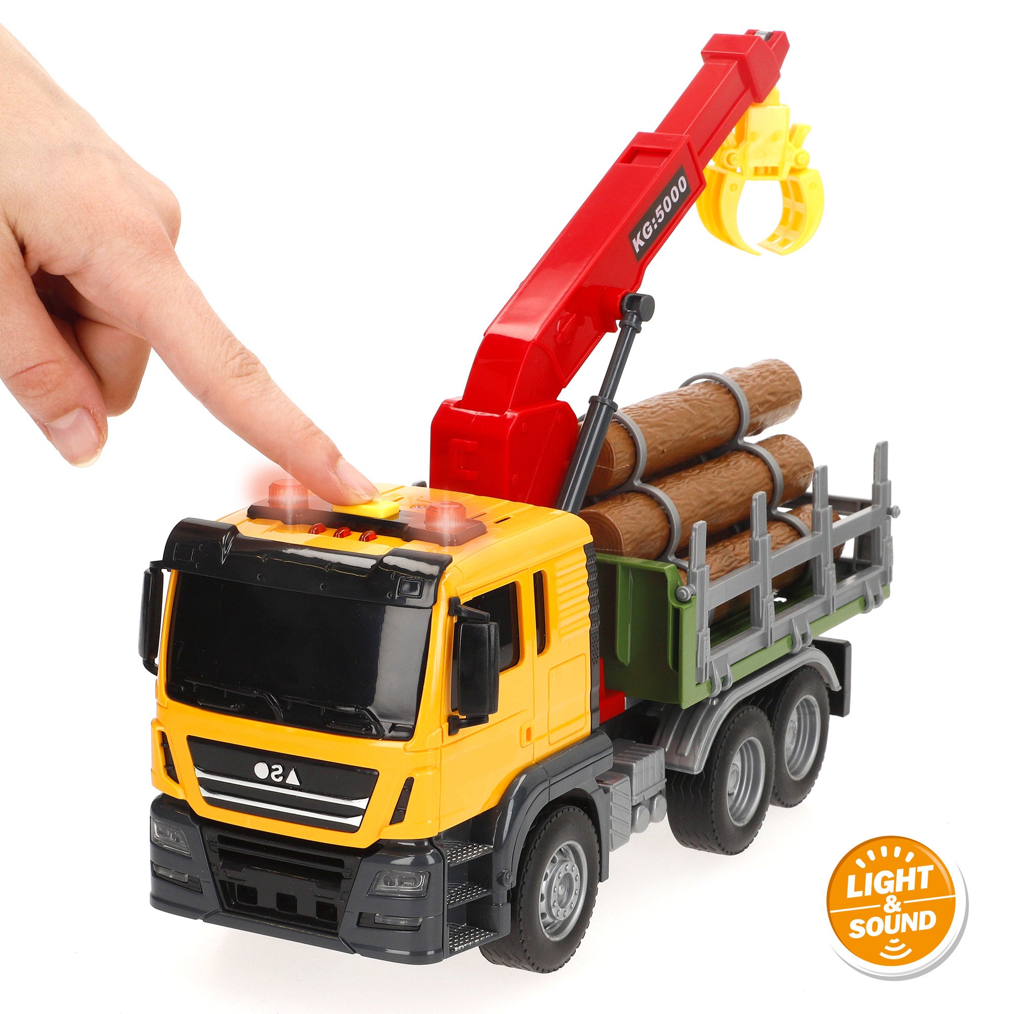 Camión grúa maderero juguete fricción con luz y sonido 1:14 Speed & Go