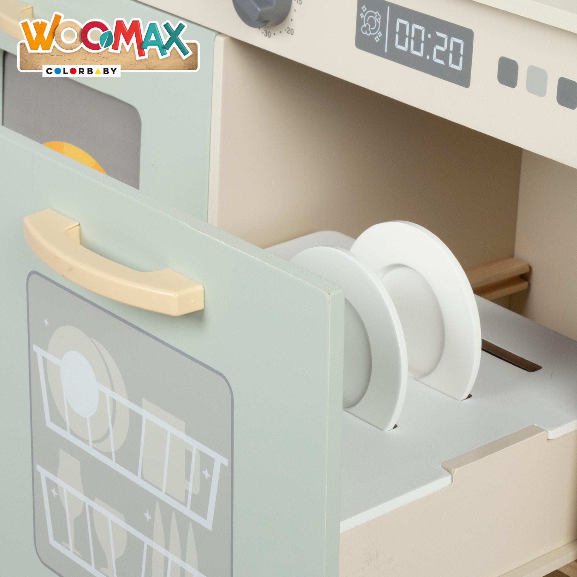 WOOMAX Cocina de madera eléctrica con luz, sonido y accesorios 30x68x102 cm