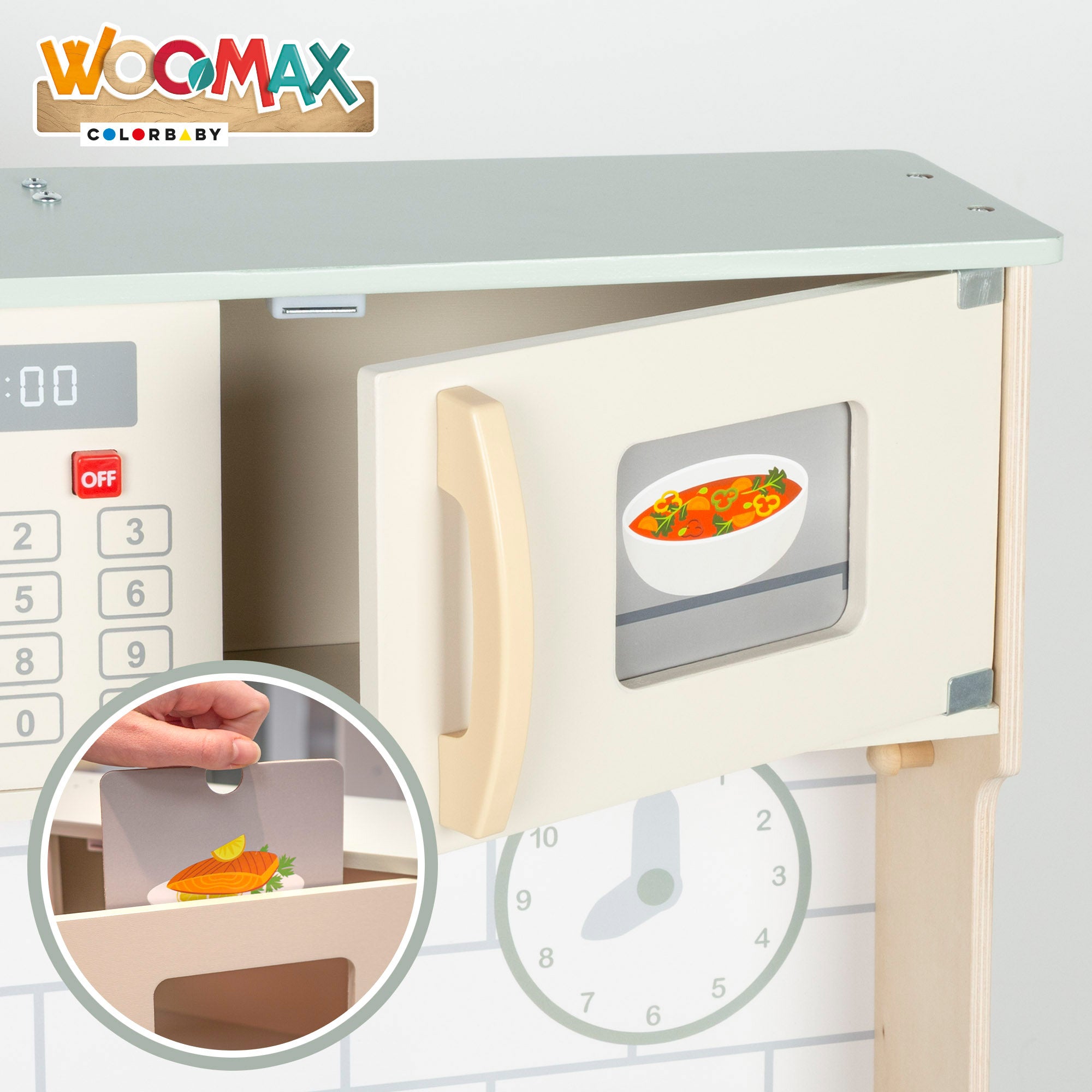 WOOMAX Cocina de madera eléctrica con luz, sonido y accesorios 30x68x102 cm