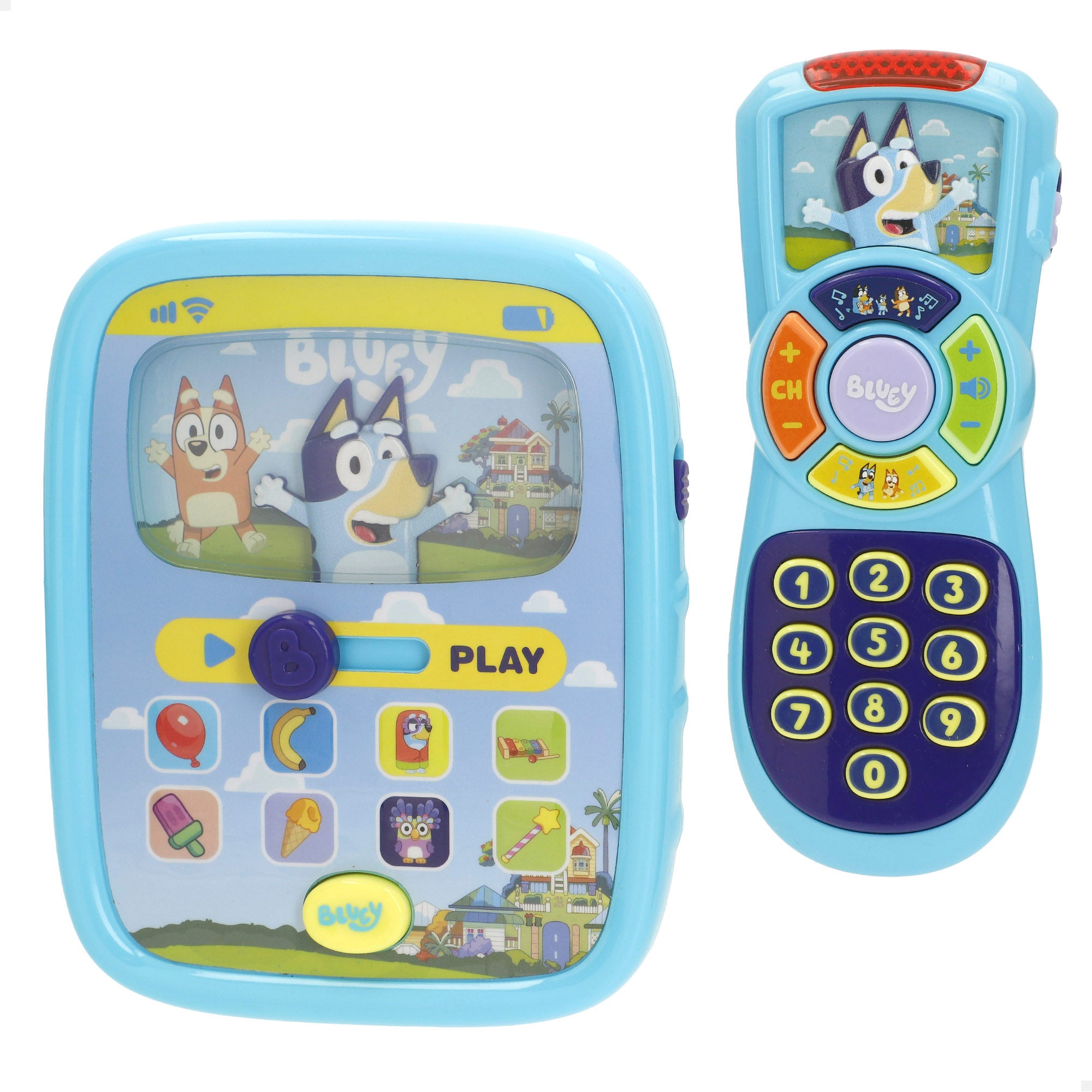 Bluey Set tablet y mando a distancia bebé con luz, sonidos y palabras en inglés