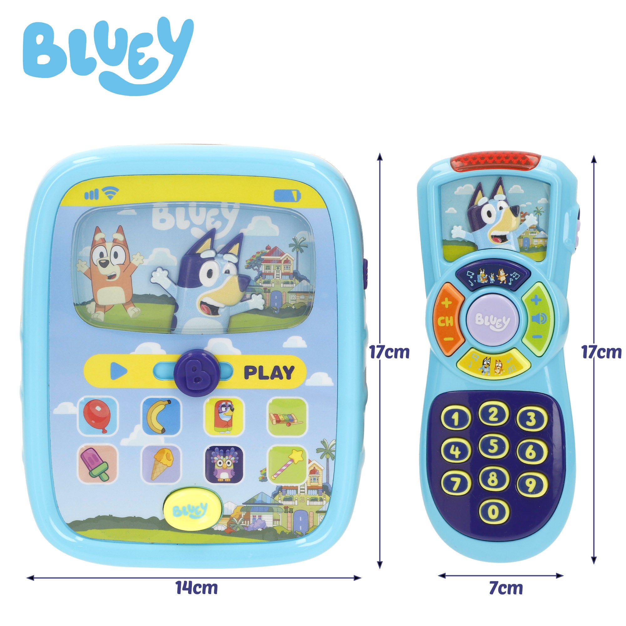 Bluey Set tablet y mando a distancia bebé con luz, sonidos y palabras en inglés