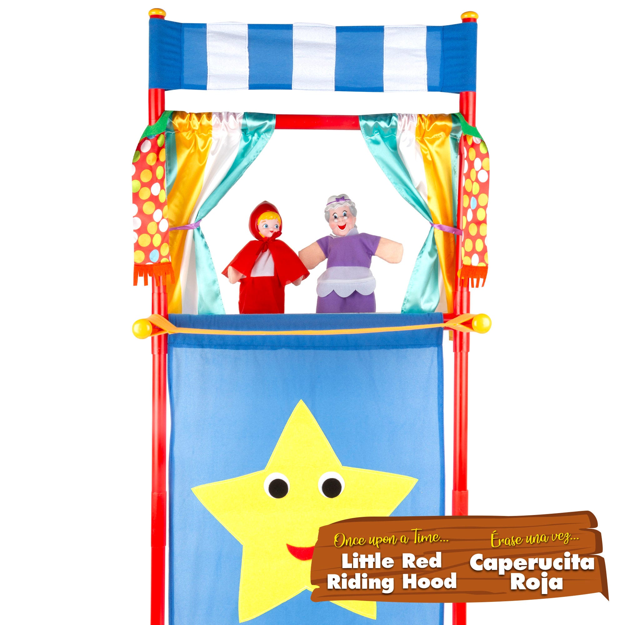 Set Teatro de marionetas Caperucita Roja 25 cm Cucu Show