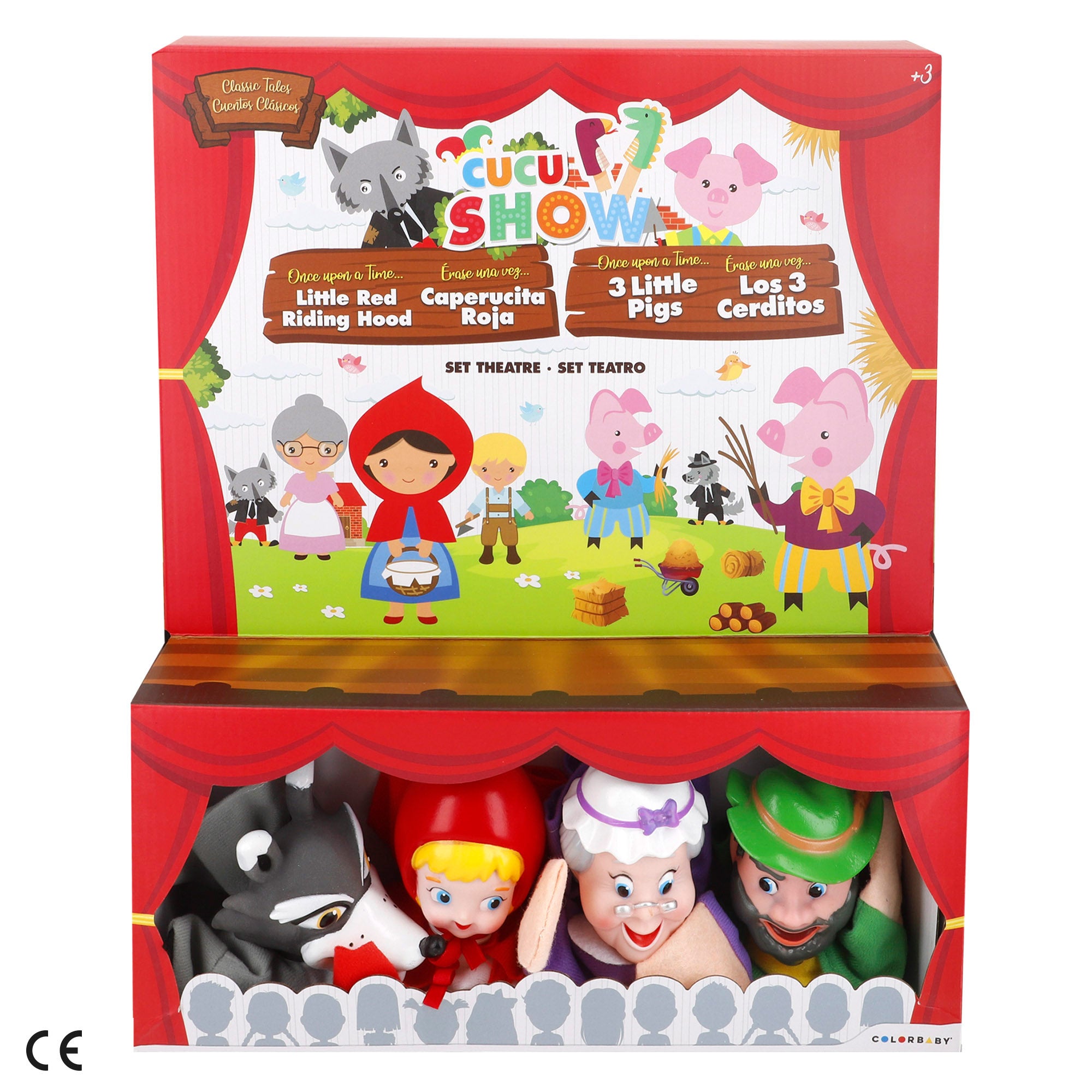 Set Teatro de marionetas Caperucita Roja 25 cm Cucu Show