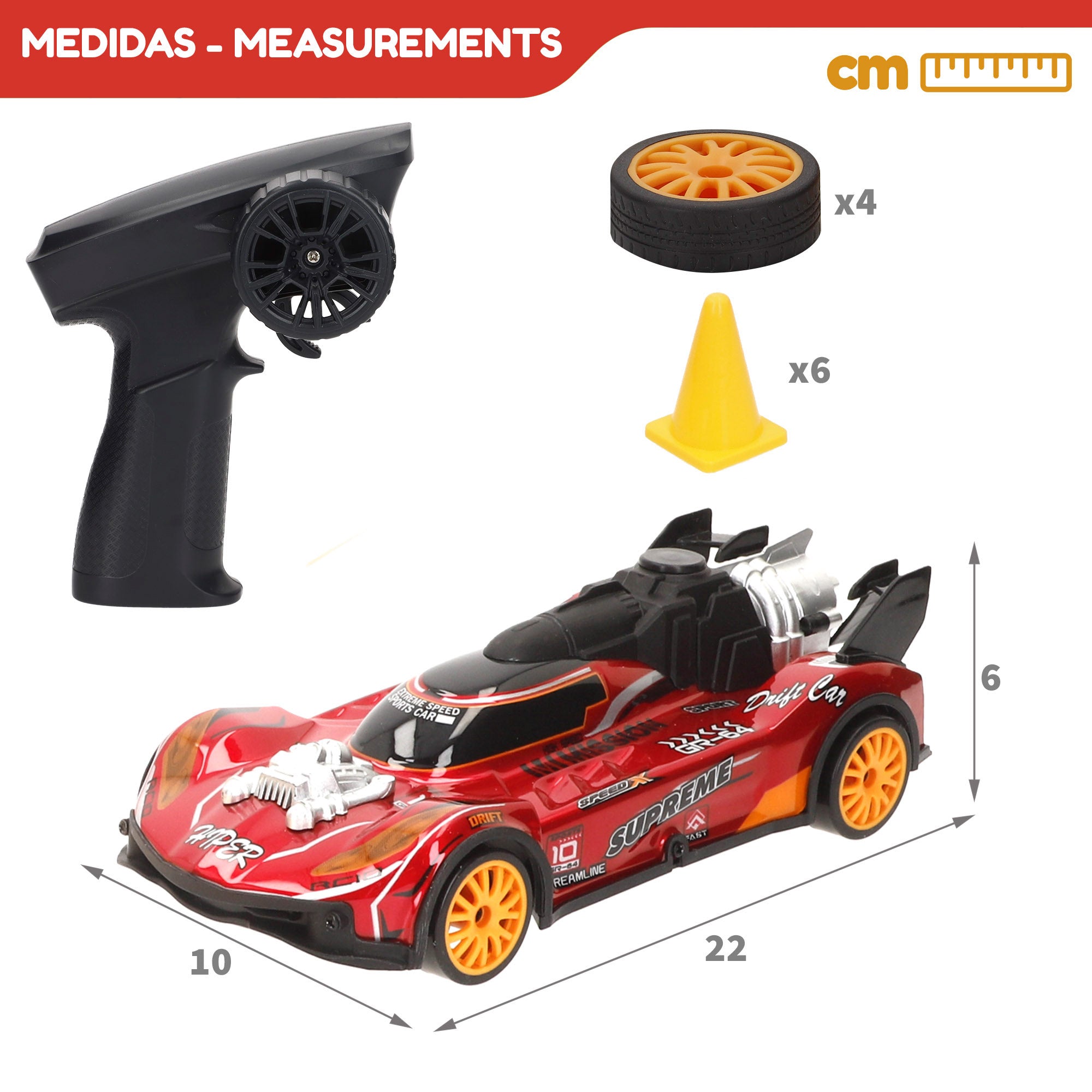 Carro Telecomandado Xtreme Drift com acessórios escala 1:18 Speed&Go