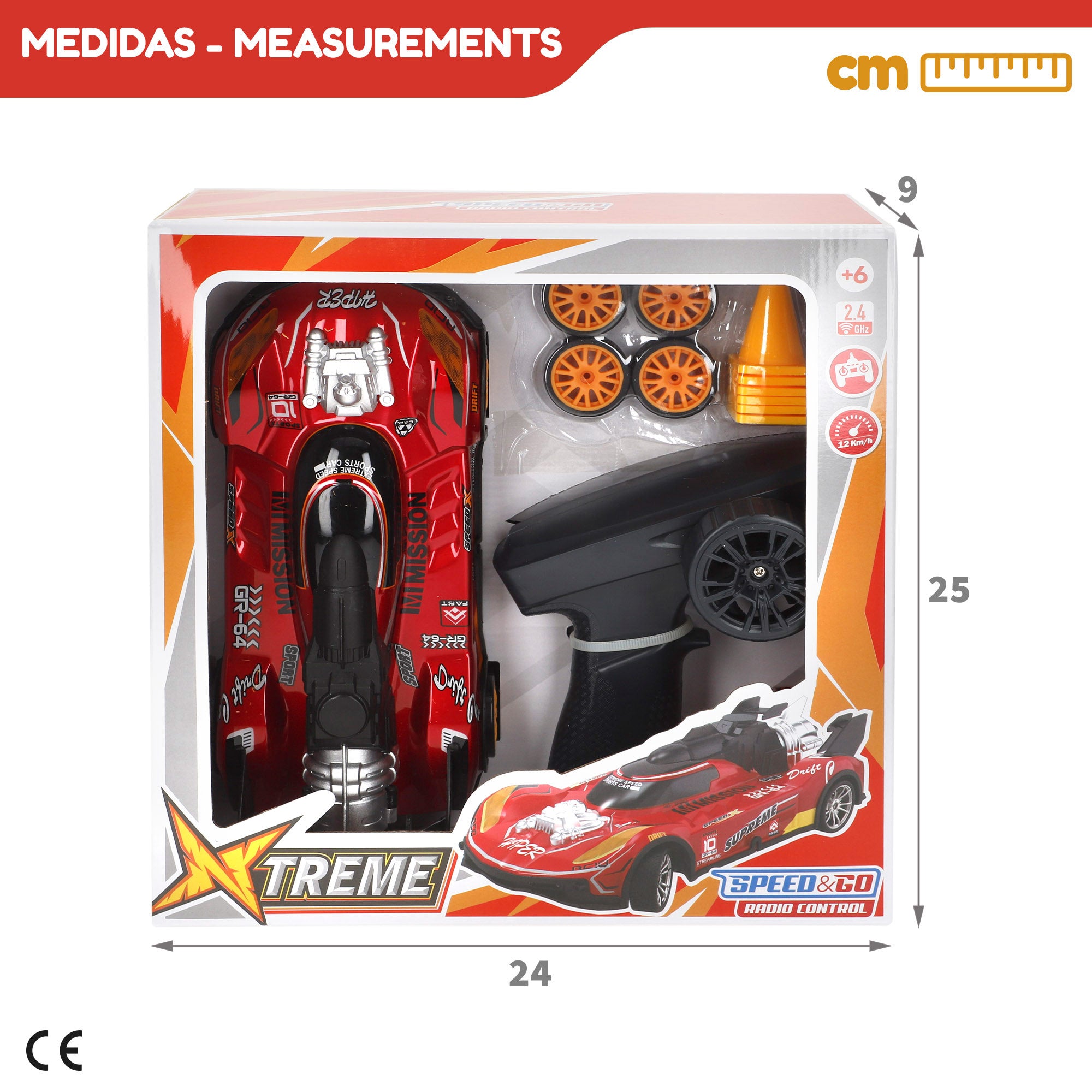 Carro Telecomandado Xtreme Drift com acessórios escala 1:18 Speed&Go