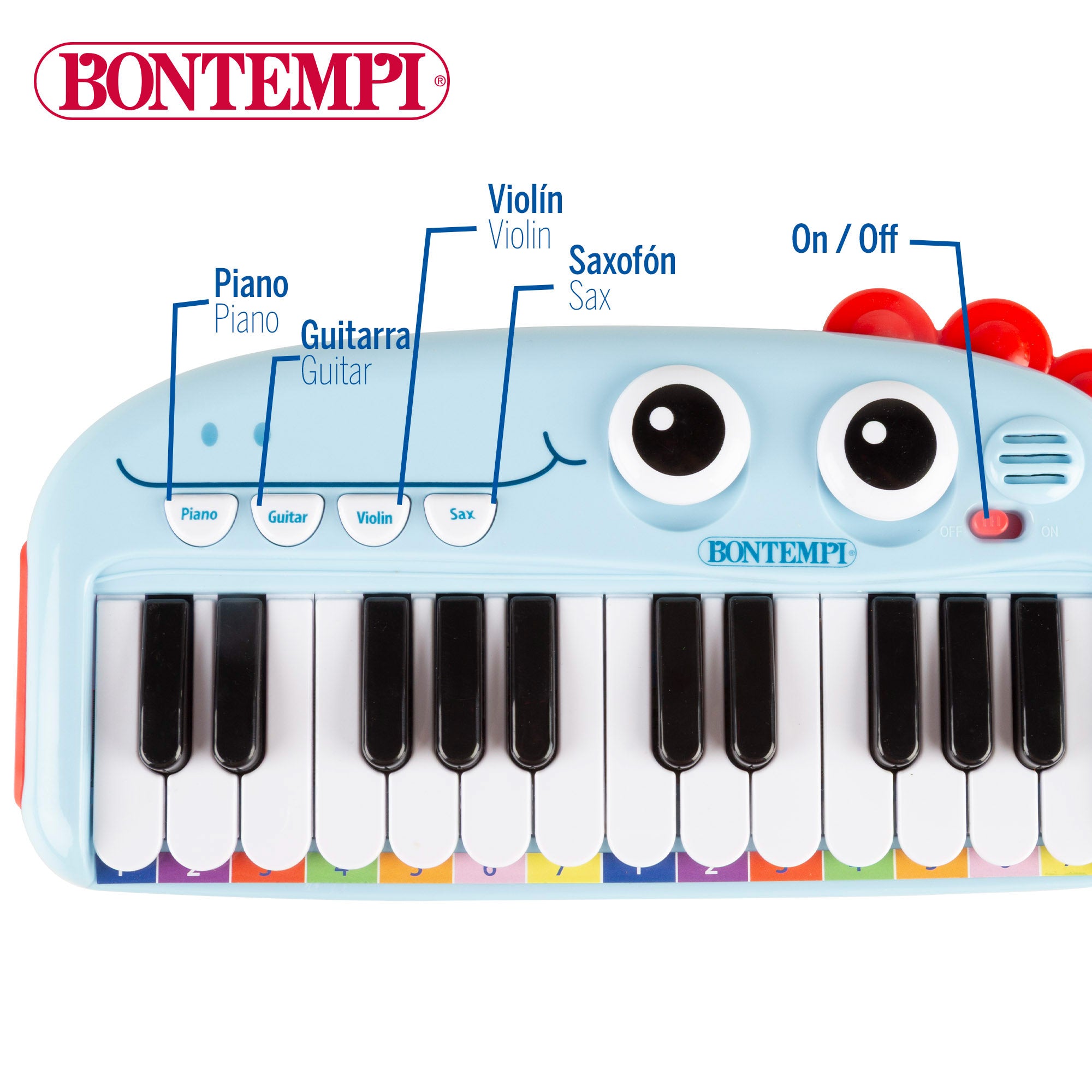 Piano infantil de juguete con luz y efectos de sonido 24 teclas Bontempi