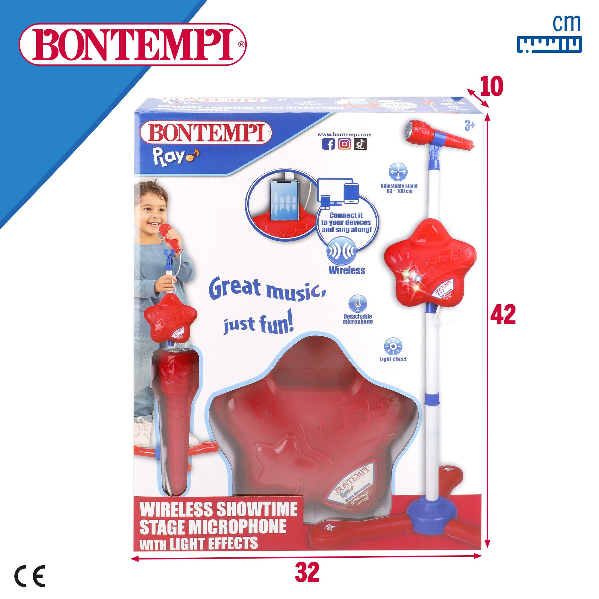 Micrófono juguete infantil inalámbrico con melodías y luces Bontempi