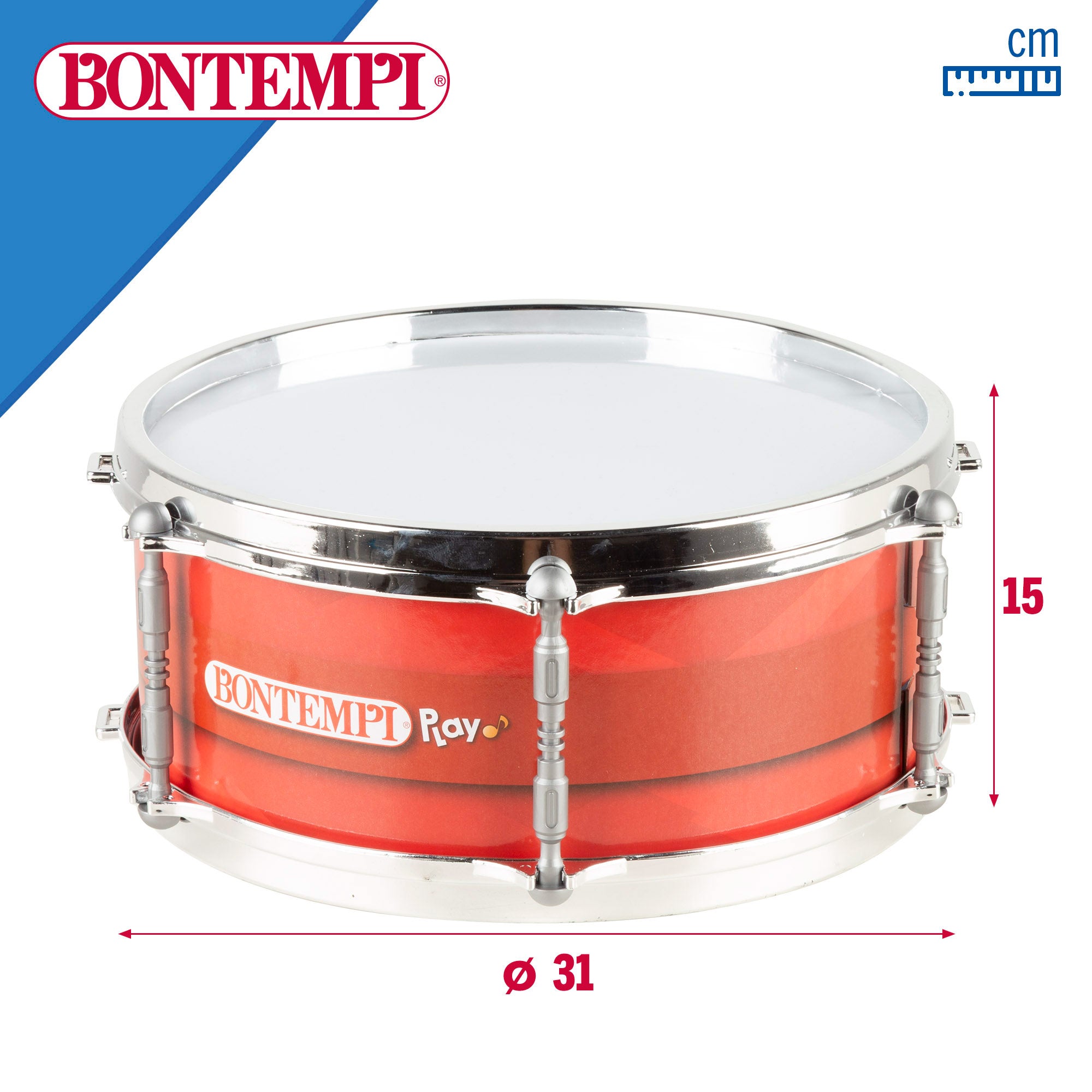 Tambor infantil 31 cm con bandolera y baqueta Bontempi