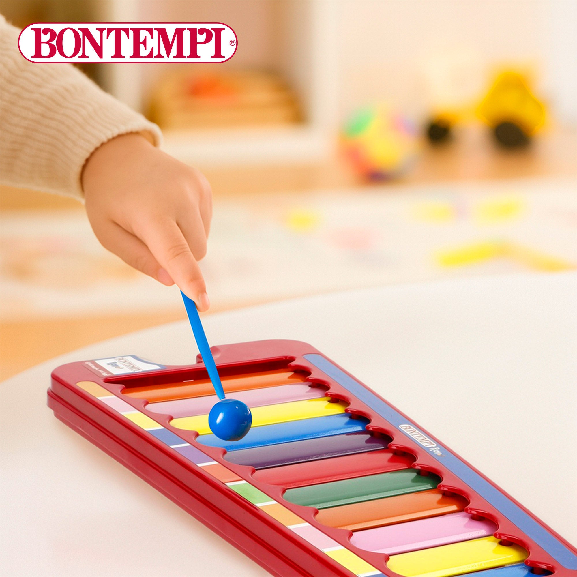 Xilófono infantil de metal con 8 notas y baqueta Bontempi