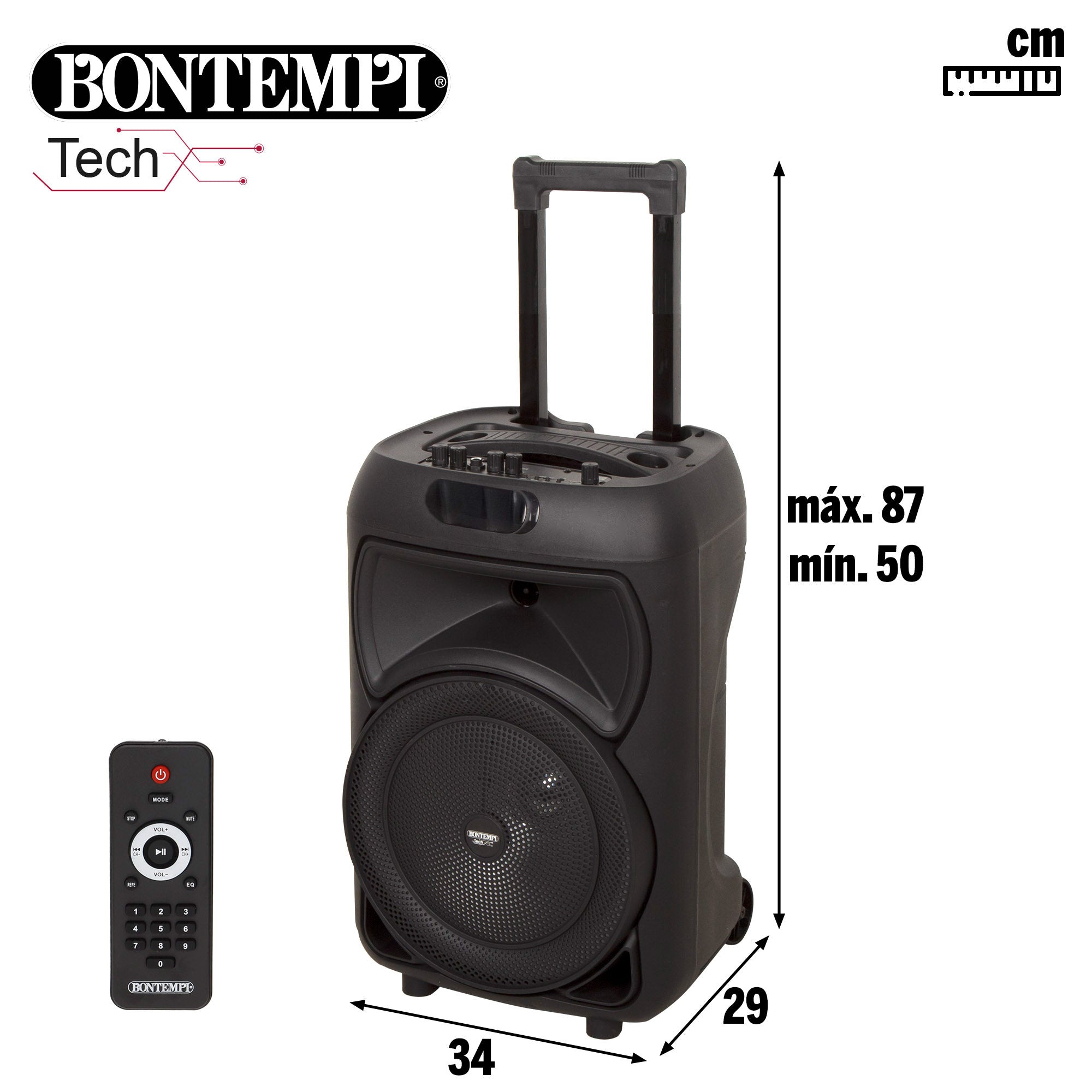 Altavoz inalámbrico maleta y 2 micrófonos 30x25x53 cm Bontempi