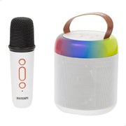 Altavoz mini inalámbrico 80W blanco con micrófono y luces Bontempi