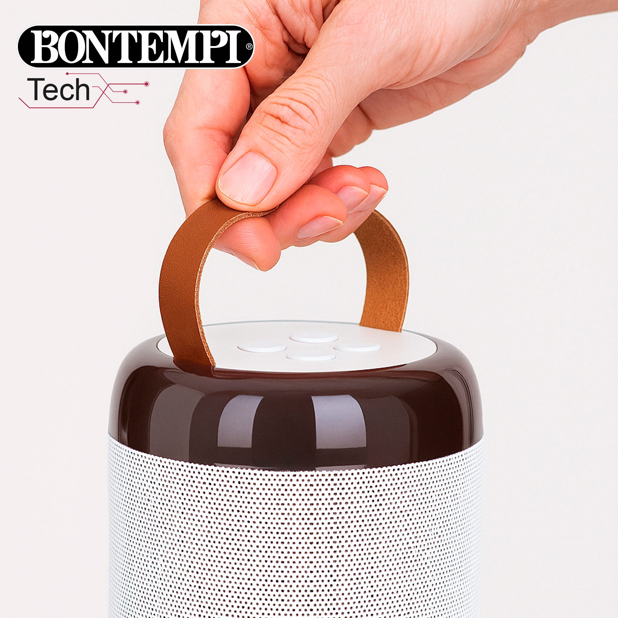 Altavoz mini inalámbrico 80W blanco con micrófono y luces Bontempi