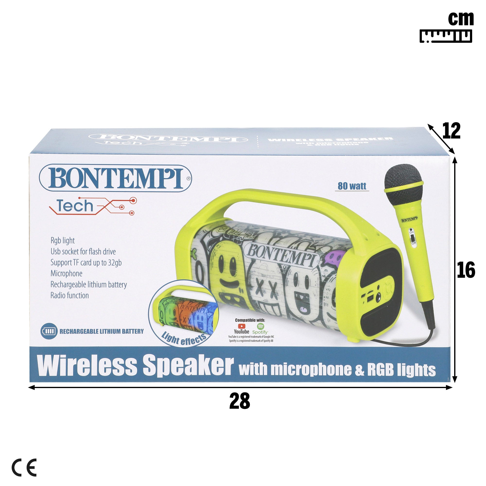 Altavoz inalámbrico 80W con karaoke y micrófono Bontempi