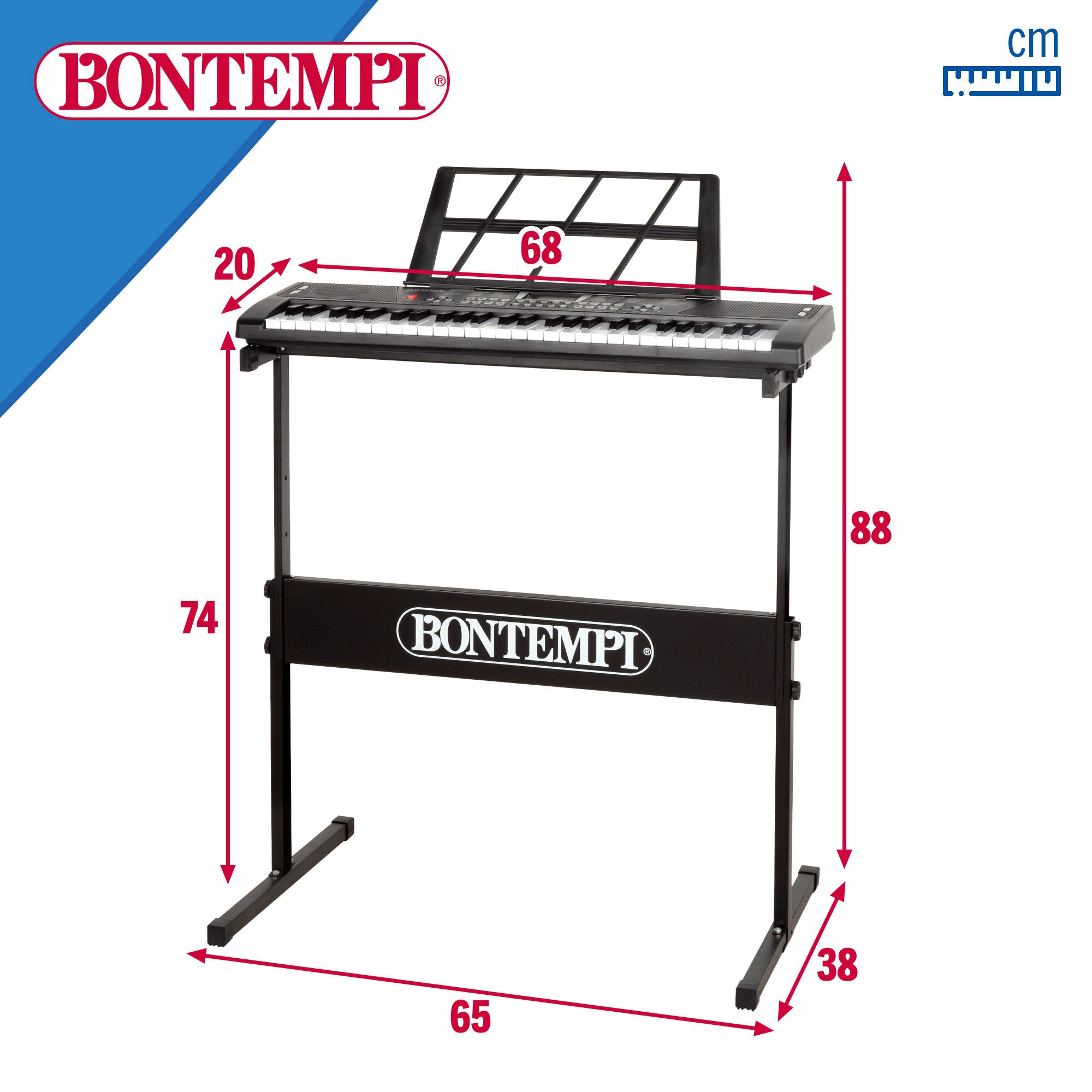 Teclado digital con atril y patas 54 teclas Bontempi