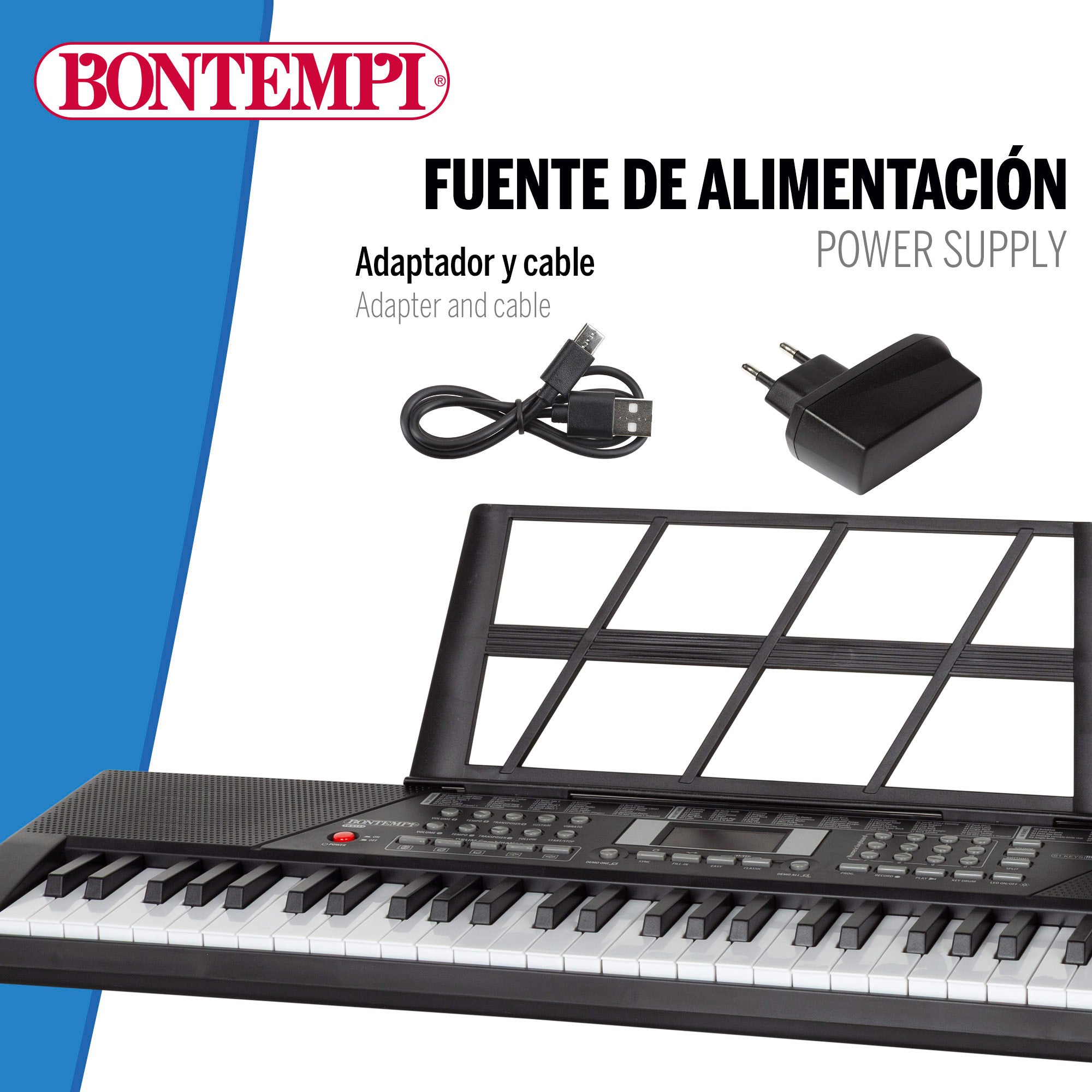 Teclado digital con atril 61 teclas Bontempi
