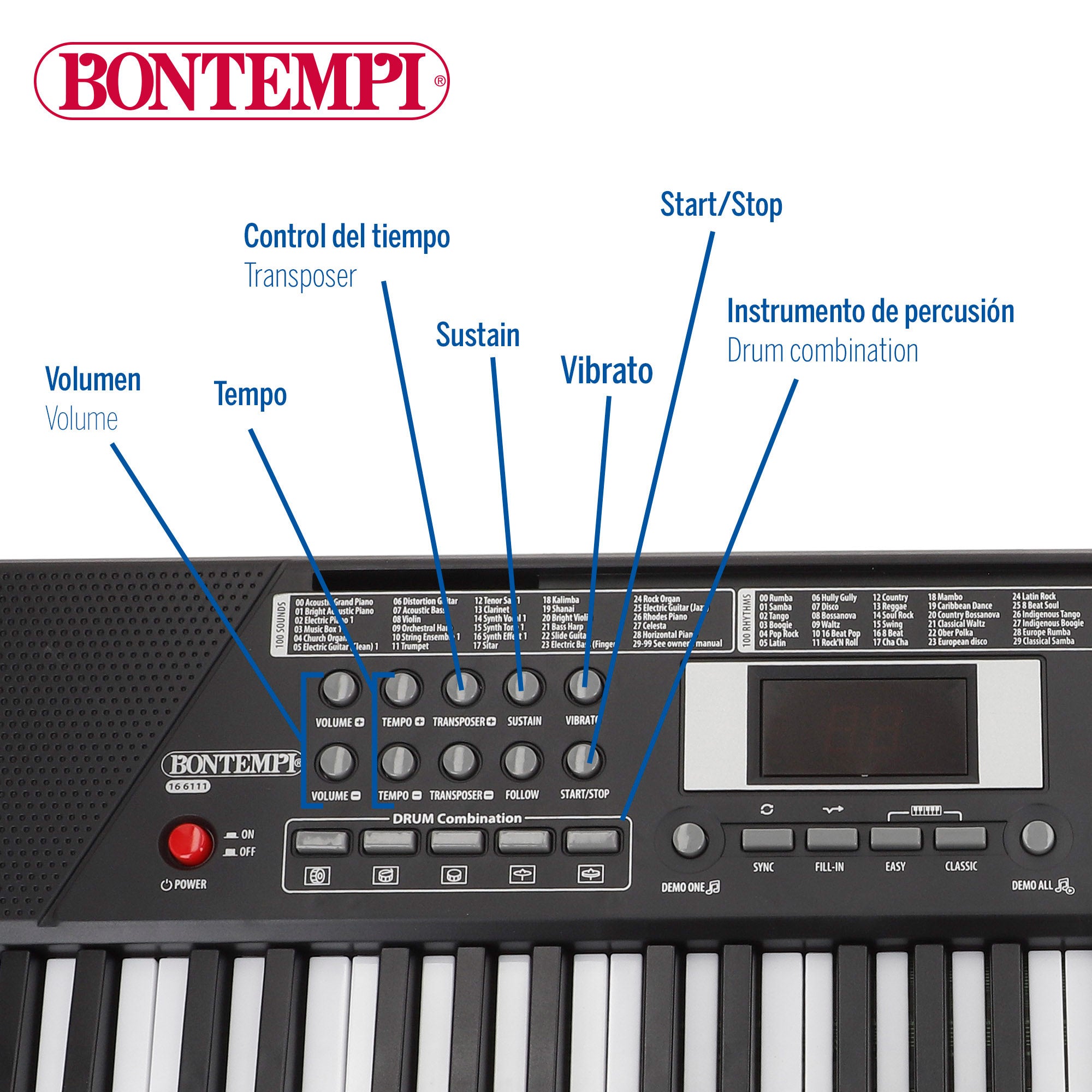 Teclado digital con atril 61 teclas Bontempi