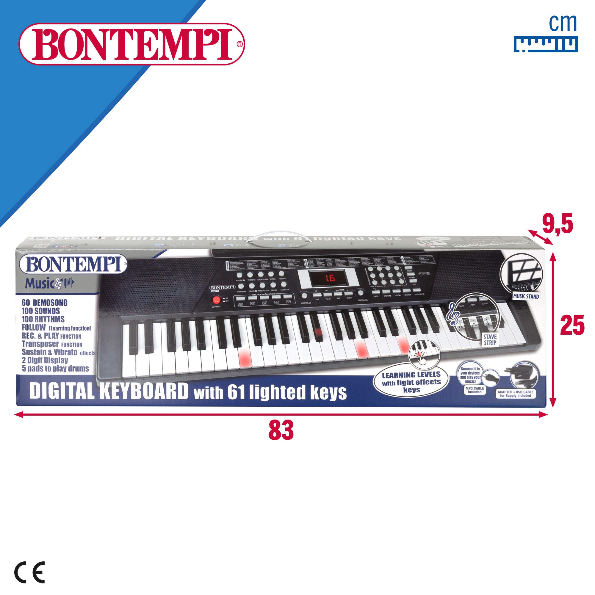 Teclado digital con atril 61 teclas Bontempi