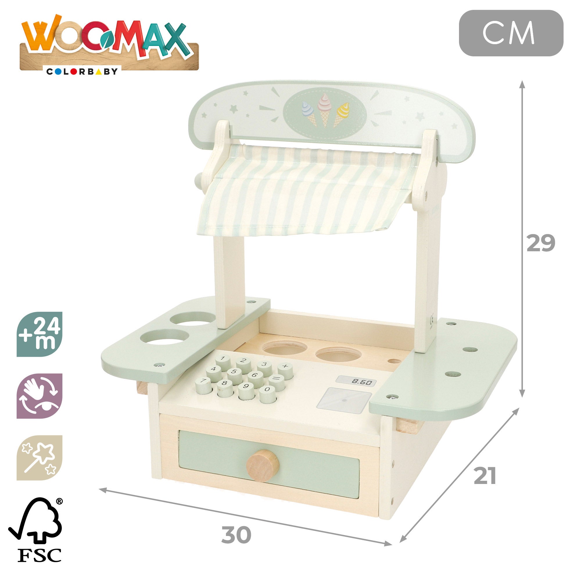 Conjunto de gelado em madeira WOOMAX com 11 peças, 30x21x29 cm