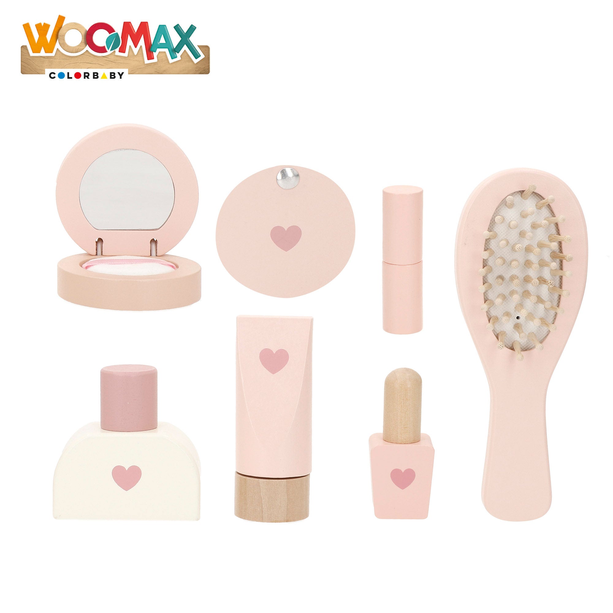 WOOMAX Tocador de madera con accesorios y espejo 28x19x35 cm
